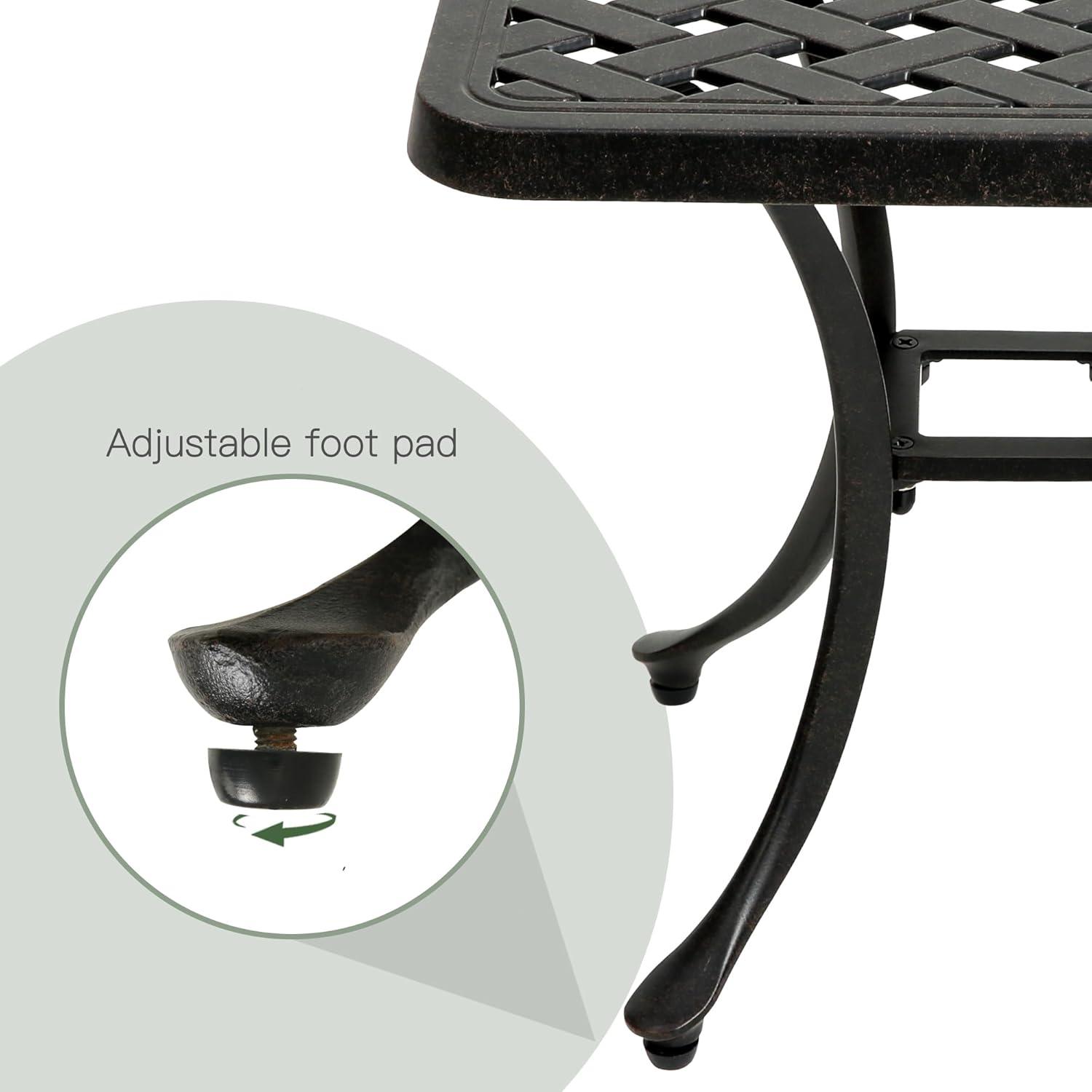 18" Outdoor Side Table, Patio End Tables Outside Cast Aluminum Anti-Rust Metal for Balcony, Backyard, Pool Side, Porch, Bronze