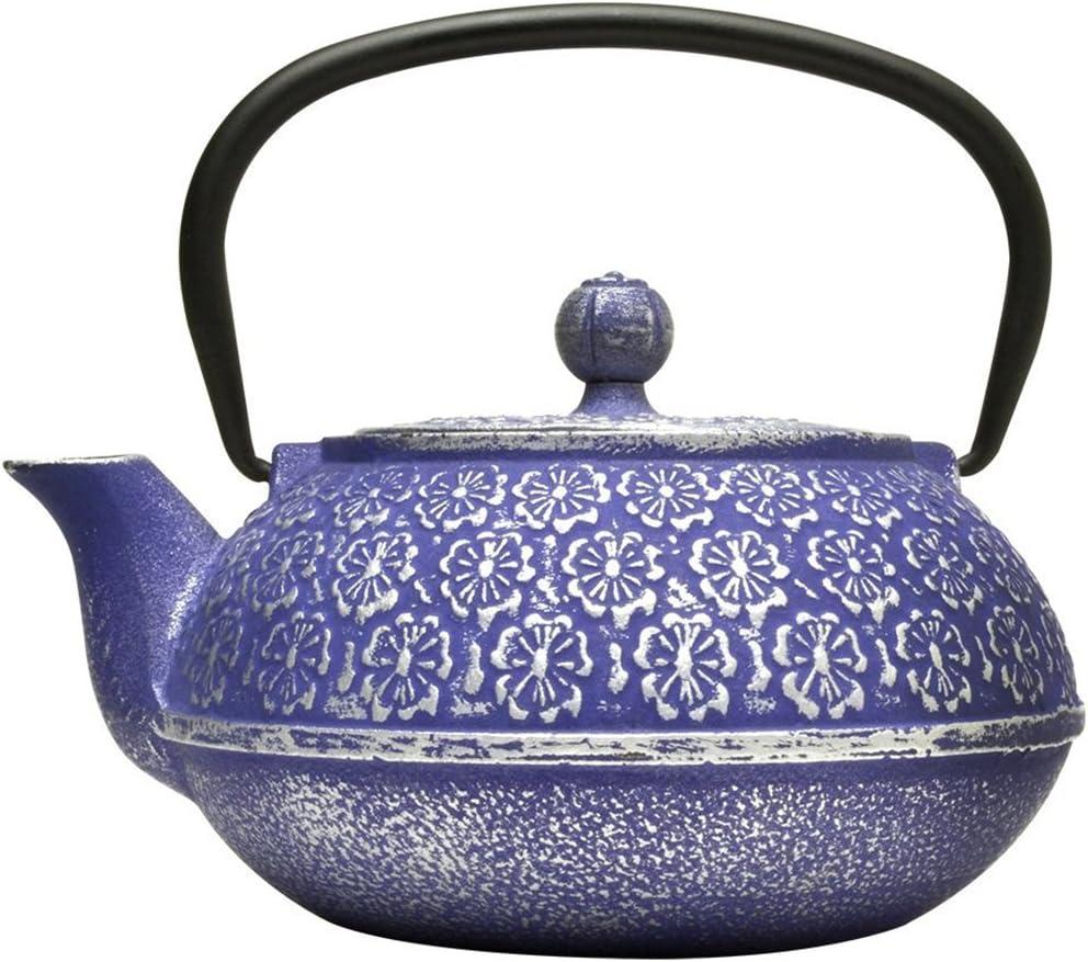 Bungalow Rose Japanese Cast Iron Teapot With Infuser For Loose Leaf And Tea Bags, Kettle Includes Handle And Removable Lid (Blue, 34Oz)