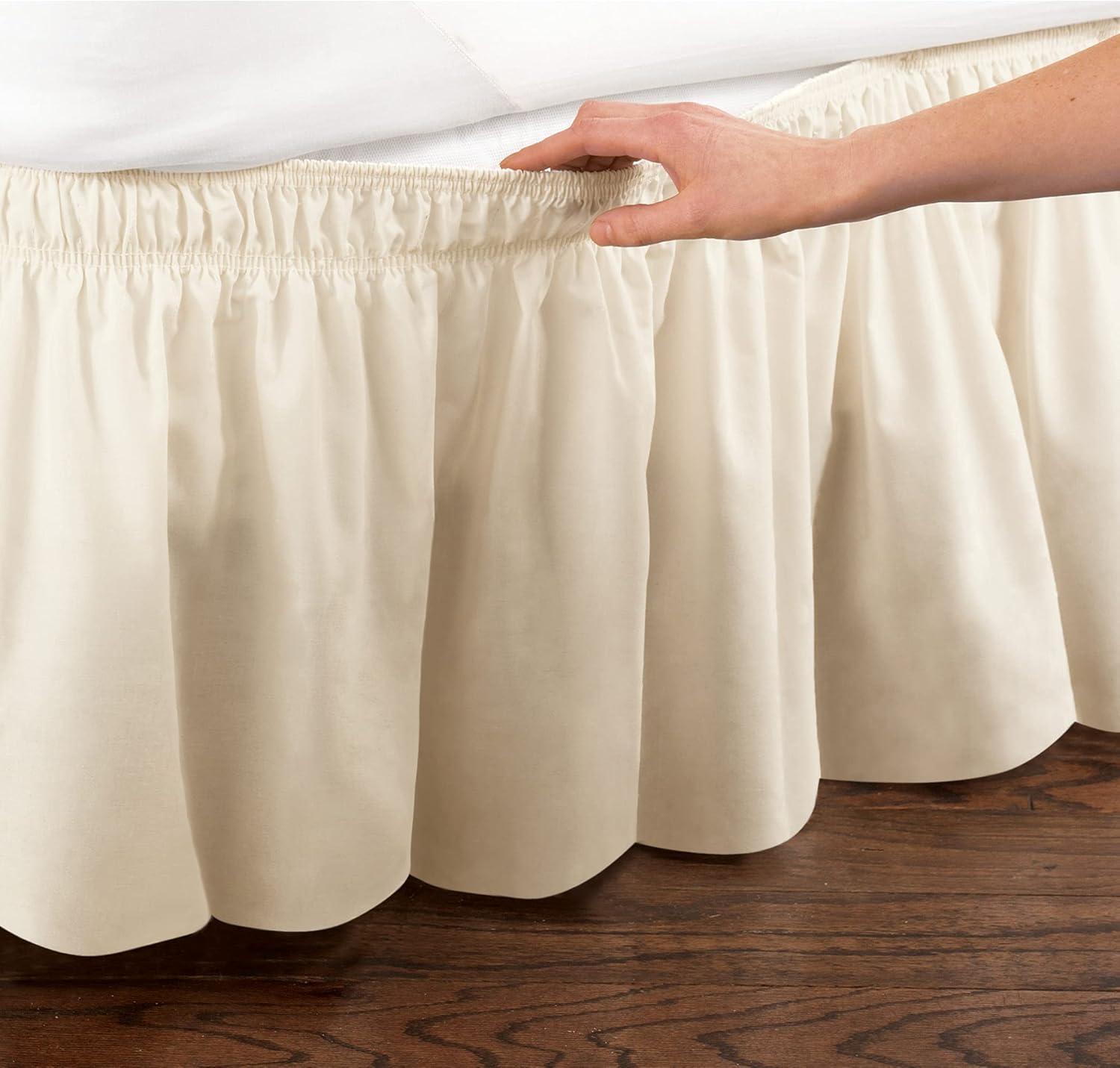 Ivory Elastic Wrap Around Queen/King Bed Skirt