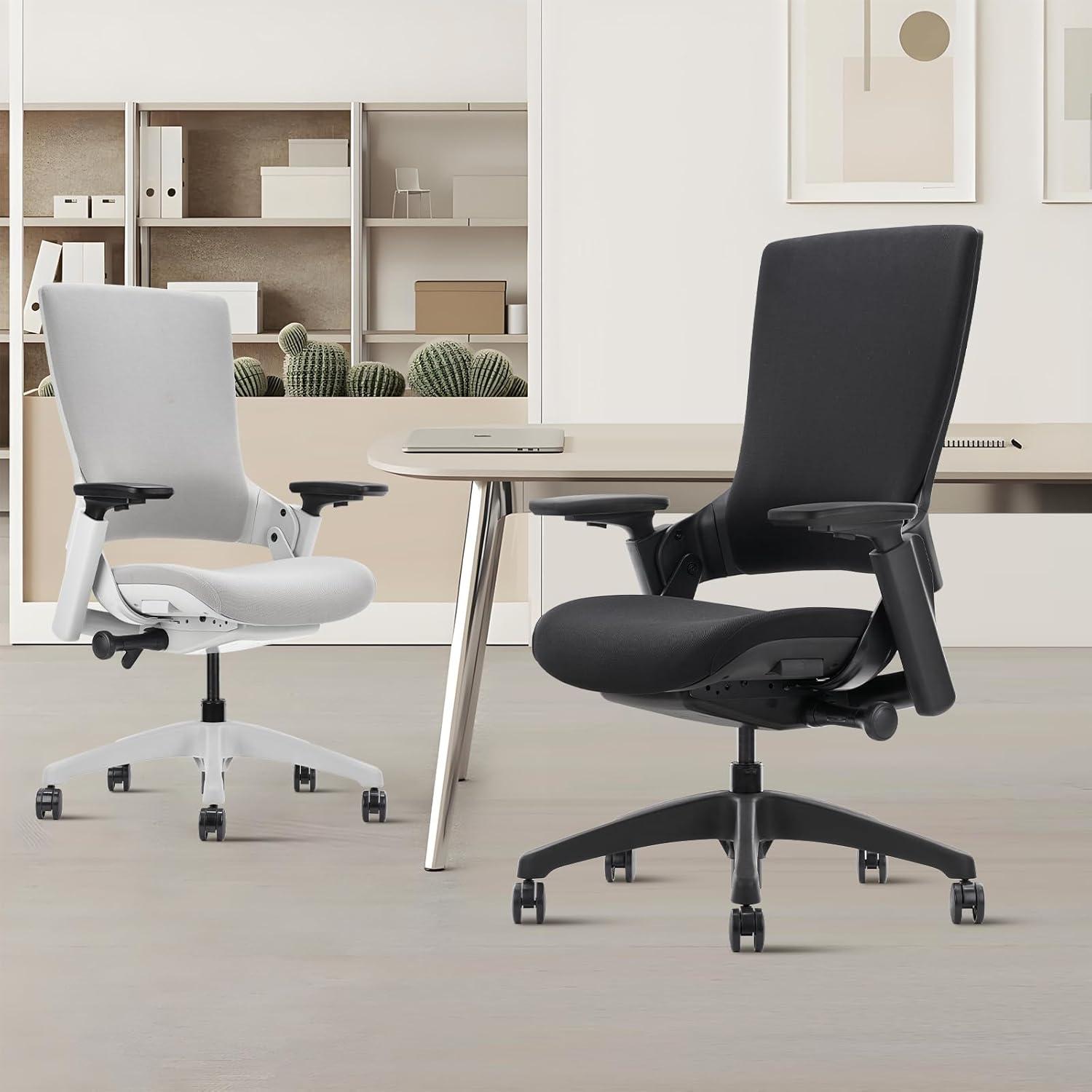 CLATINA Swivel Executive Computer Chair with 3D Armrest and Lumbar Support, Adjustable Ergonomic Fabric Backrest Task Chair for Home Office Conference Room