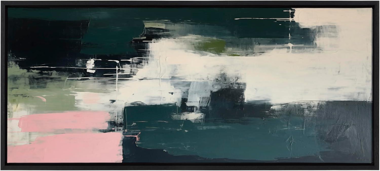 Kate & Laurel All Things Decor 18"x40" Sylvie Emerald Blush Framed Canvas by Amy Lighthall Black