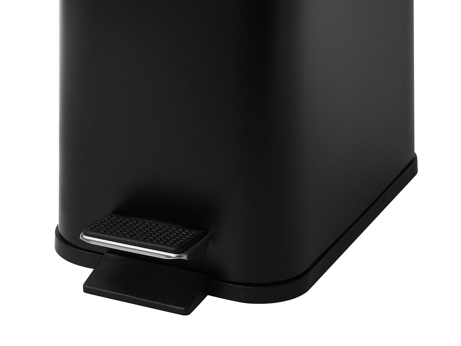 SunnyPoint Rectangle 1.32 Gallon Wastebasket with Plastic Inner Buckets; Black, Metal.