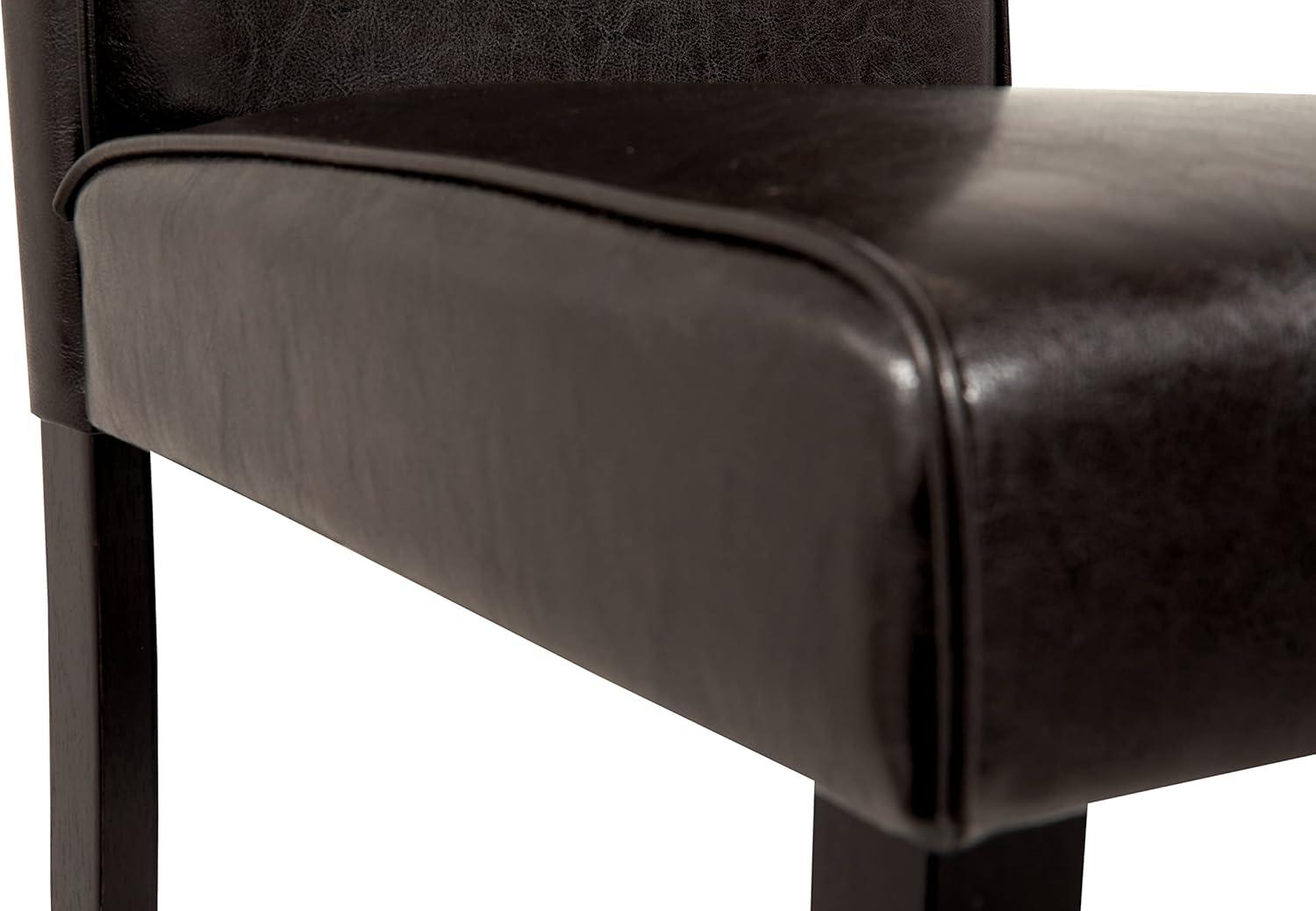 High Back Dark Brown Faux Leather Parsons Side Chair