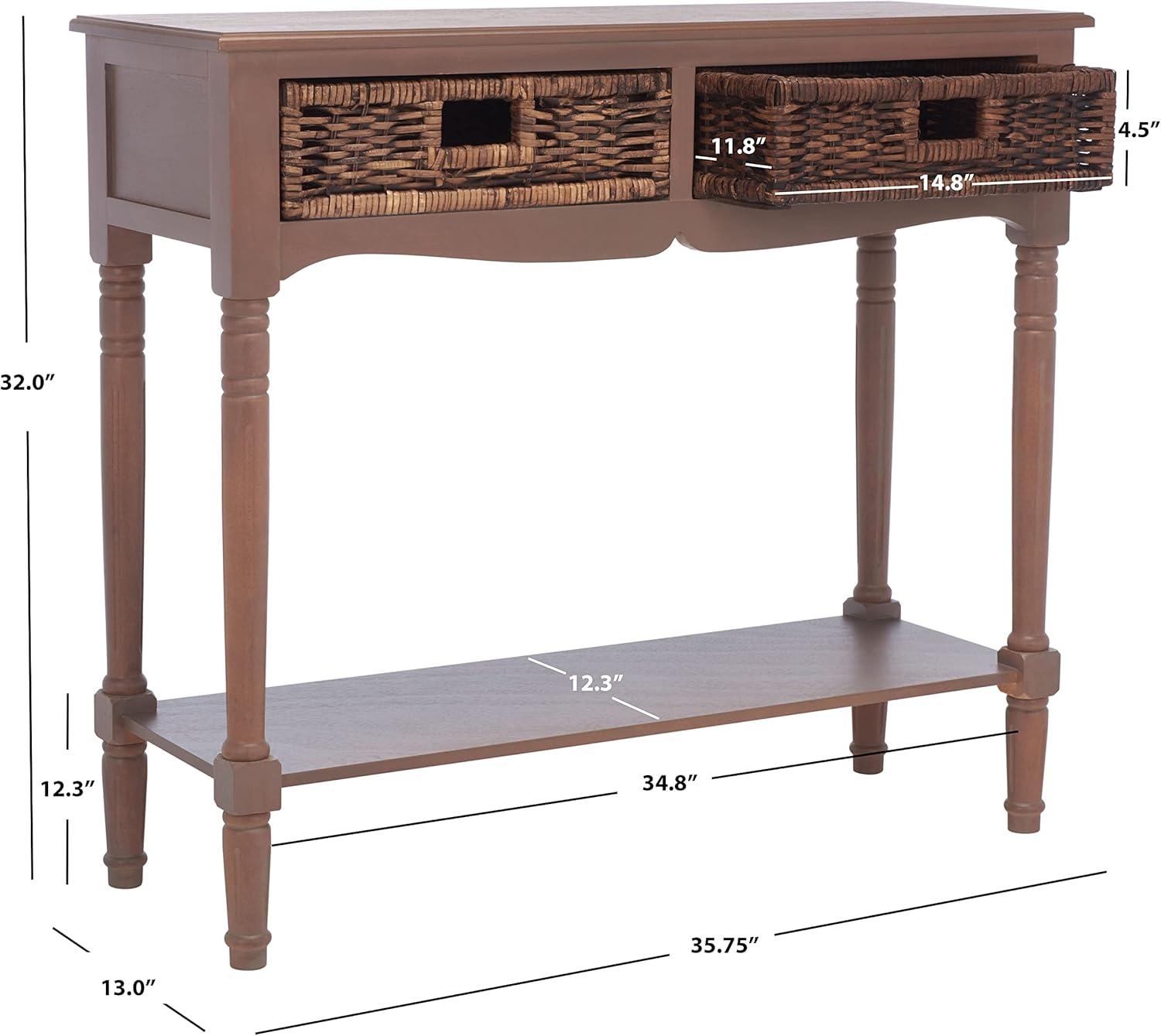 Beige Pine Transitional Console Table with Storage Drawers