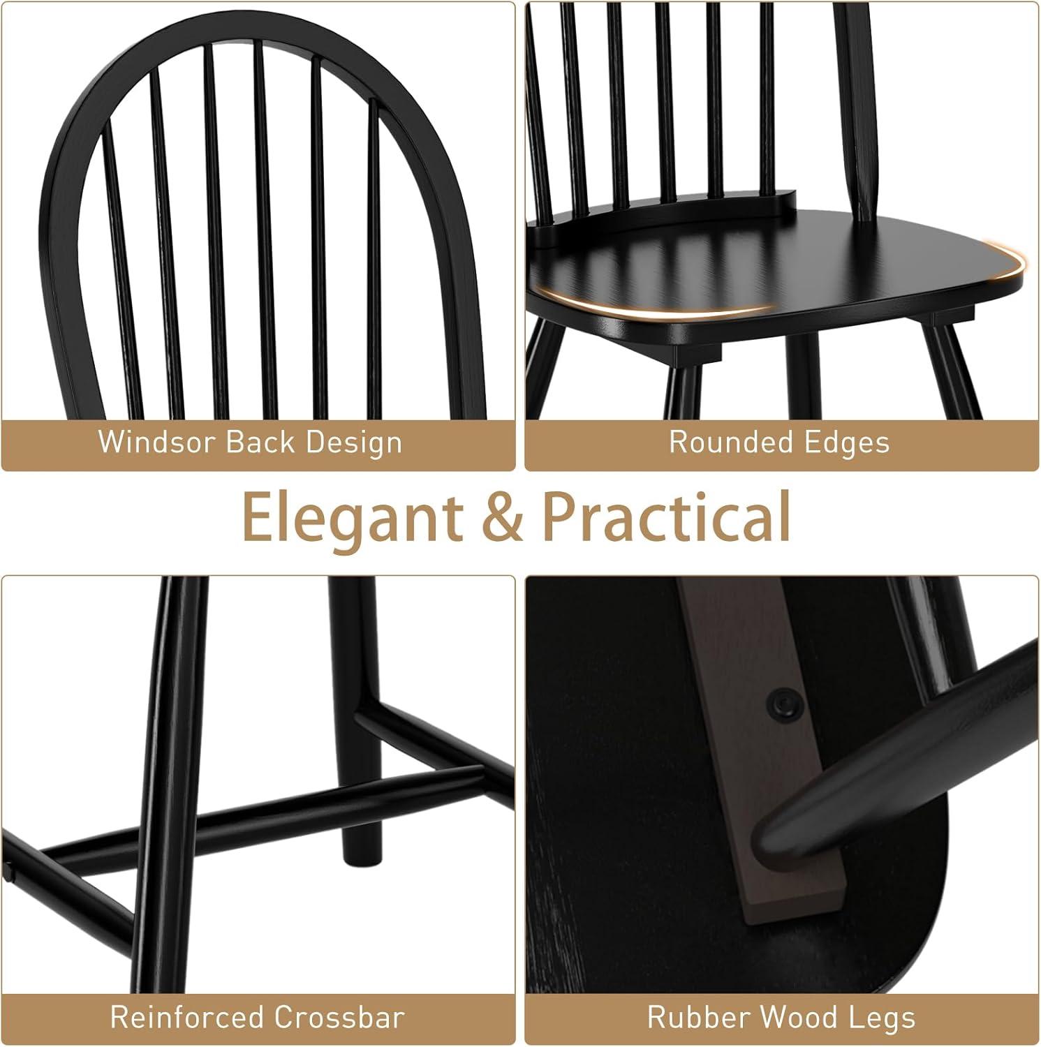 Costway Set of 2 Vintage Windsor Dining Side Chair Wood Spindleback Kitchen Room White