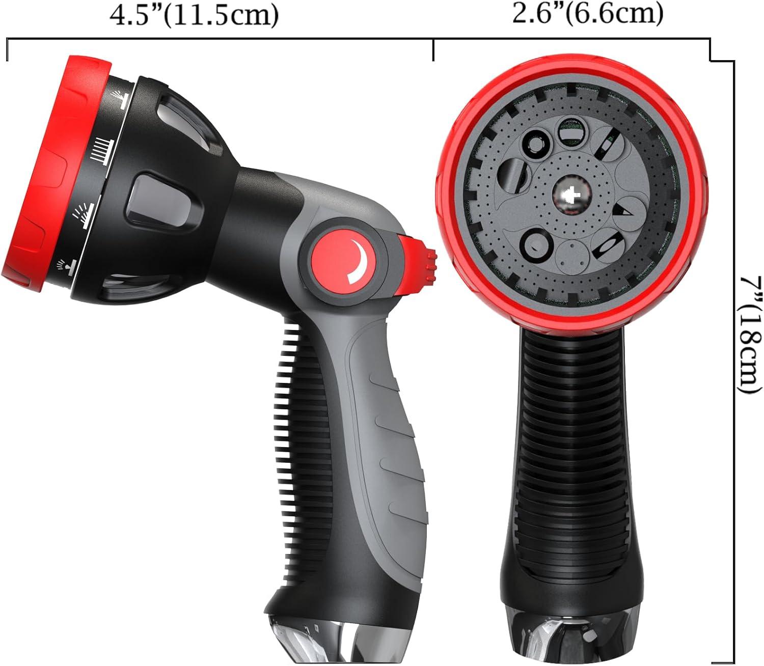 HmiL-U Garden Hose Spray Nozzle - 10 Adjustable Patterns Metal High Pressure Hose Nozzle with Thumb Control Design, Hose Sprayer for Garden & Lawns Watering, Cleaning, Pets & Car Washing C9