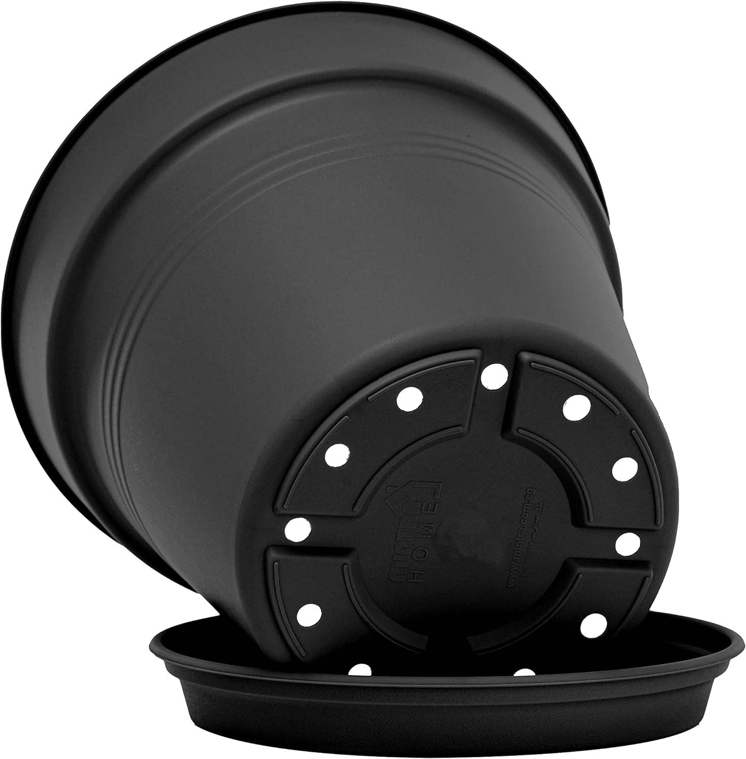 Mintra Home 4.3" x 4" Round Black Plastic Plant Pot with Drainage Holes (4 Count)