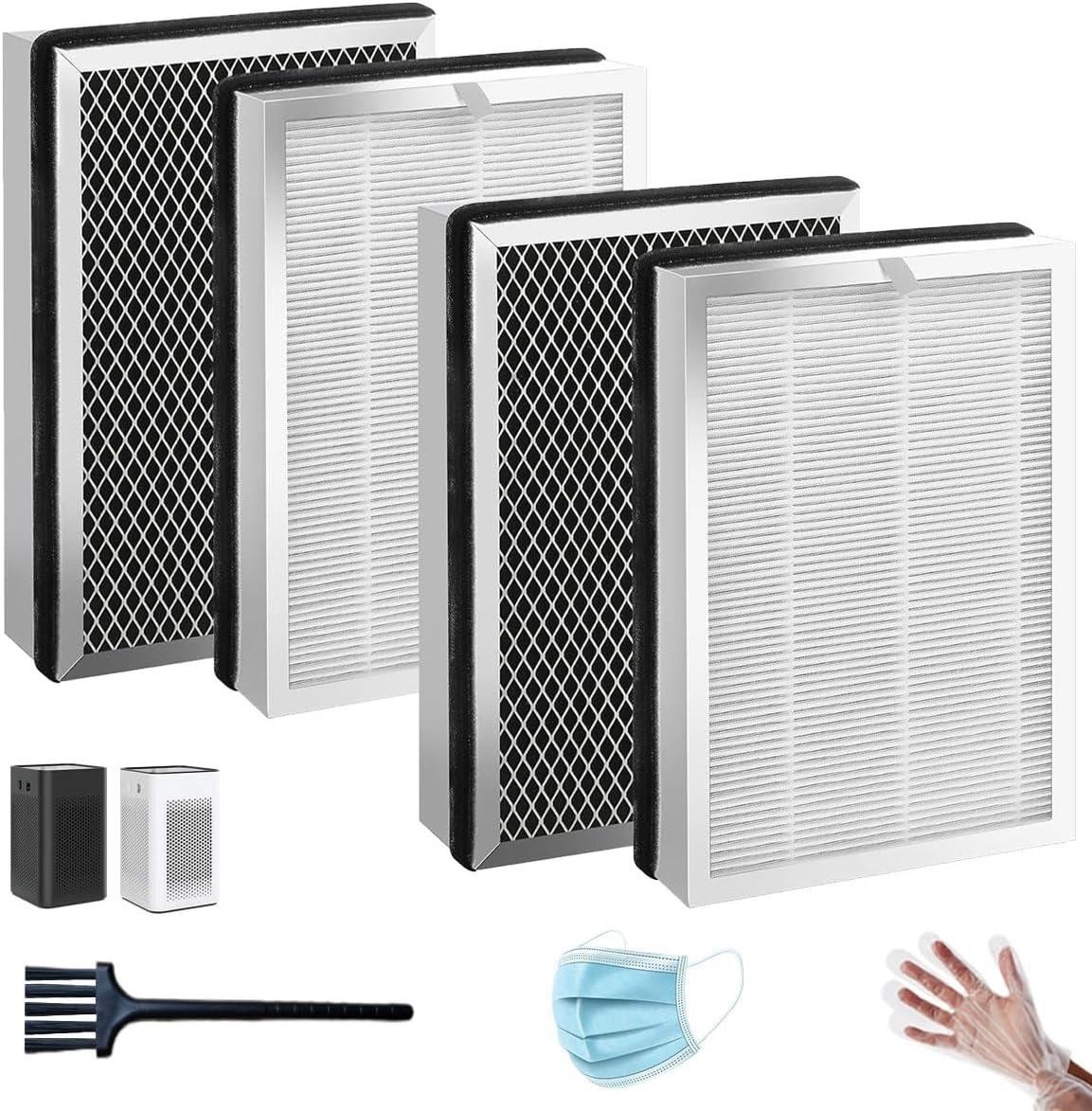 High-Efficiency H13 HEPA and Activated Carbon Air Purifier Filters, Pack of 4