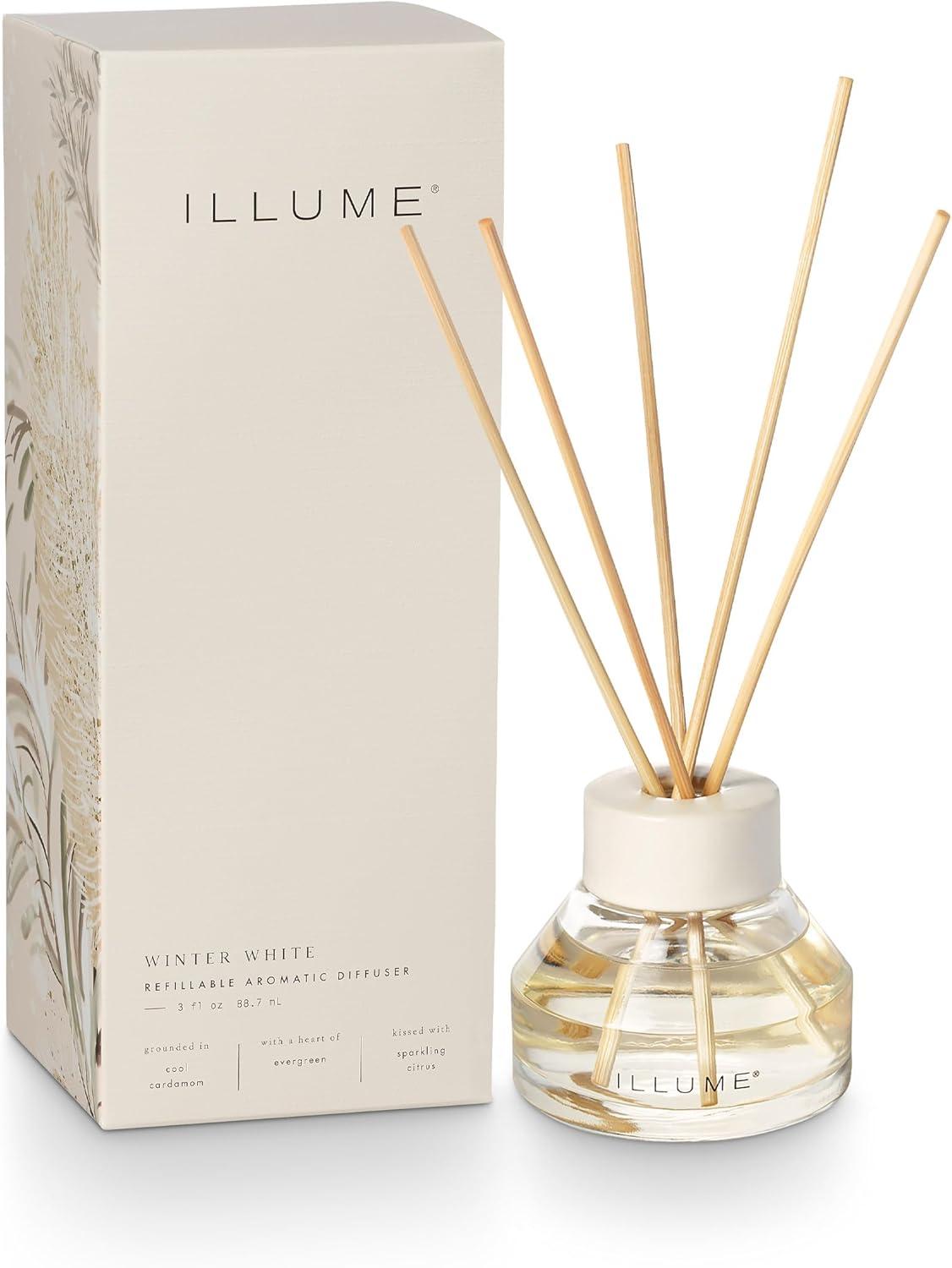 Winter White Ceramic Reed Diffuser with Refillable Oil