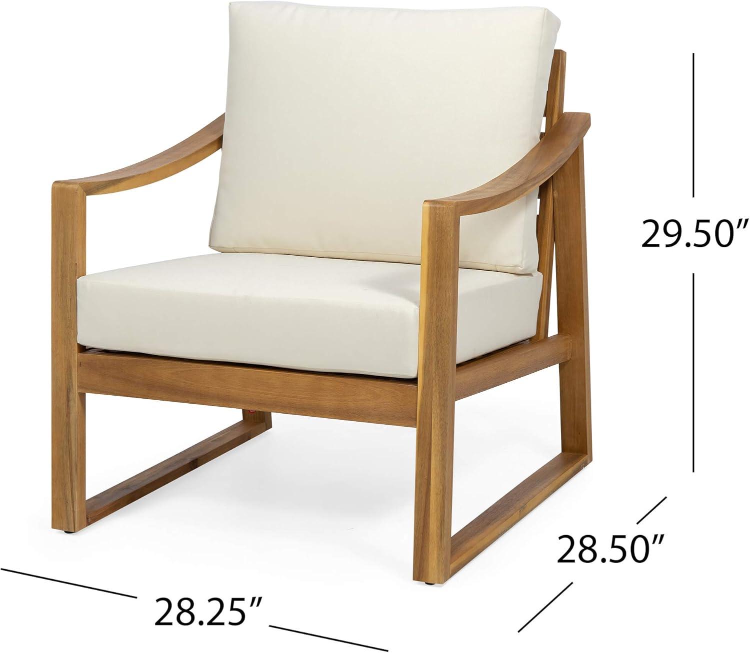 Christopher Knight Home Adolph Outdoor Acacia Wood Club Chairs with Water Resistant Cushions, Teak and Beige