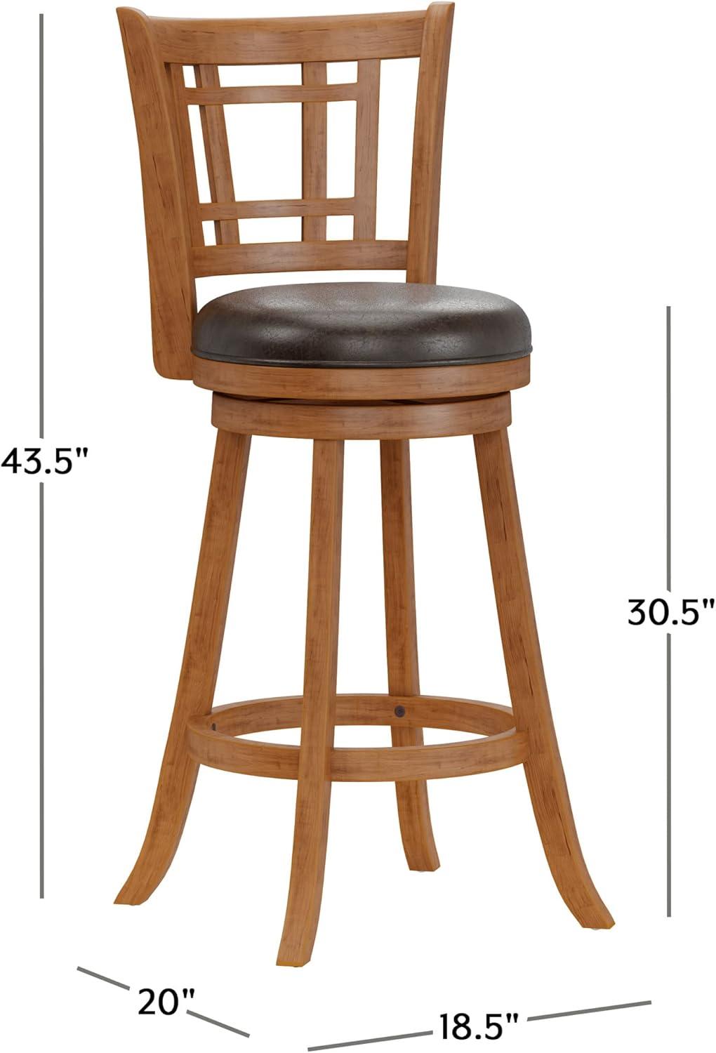 Hillsdale Furniture Fairfox Bar Stool with 360-Degree Swivel, Brown