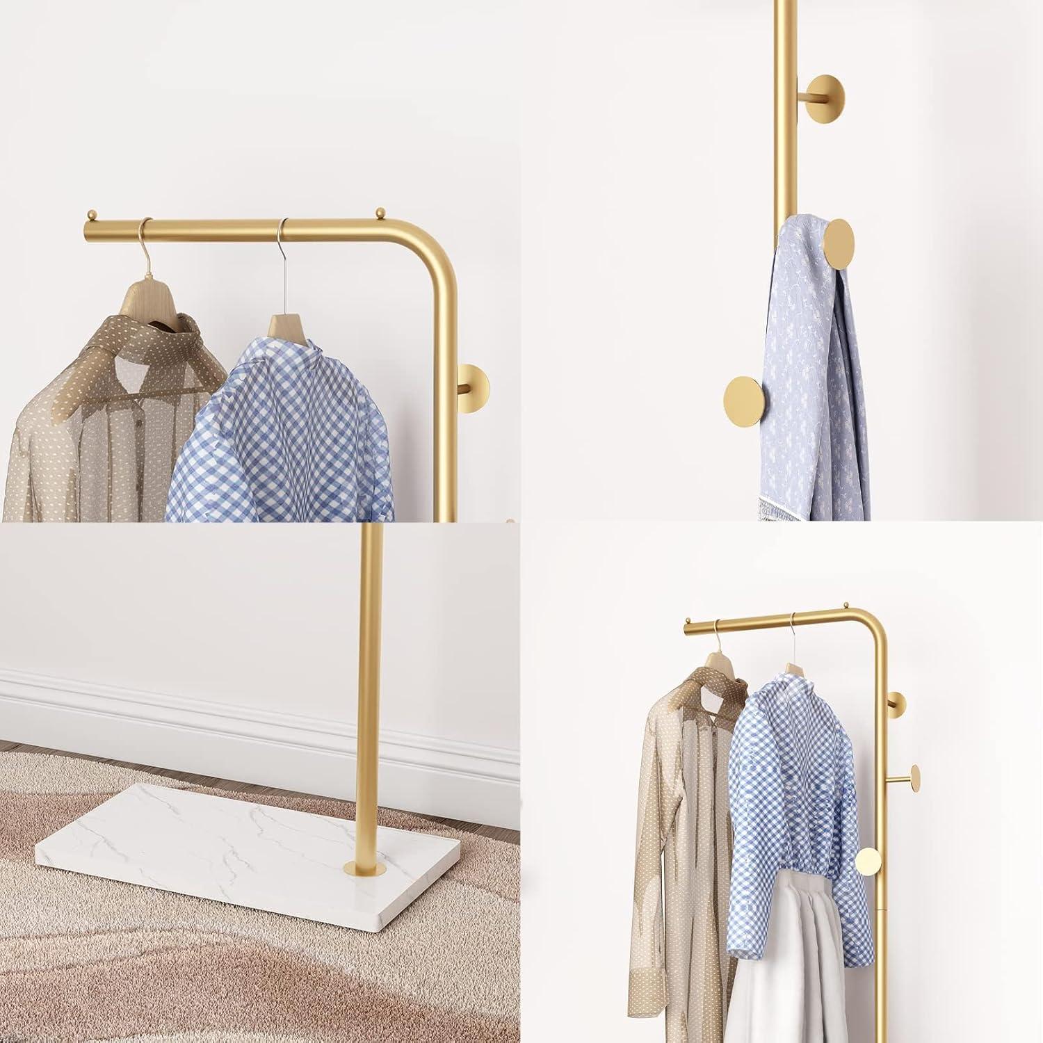 Clothing Rack, Clothes Rack with Shelf, Freestanding Coat Rack,Coat Hanger Stand with Hooks for Home