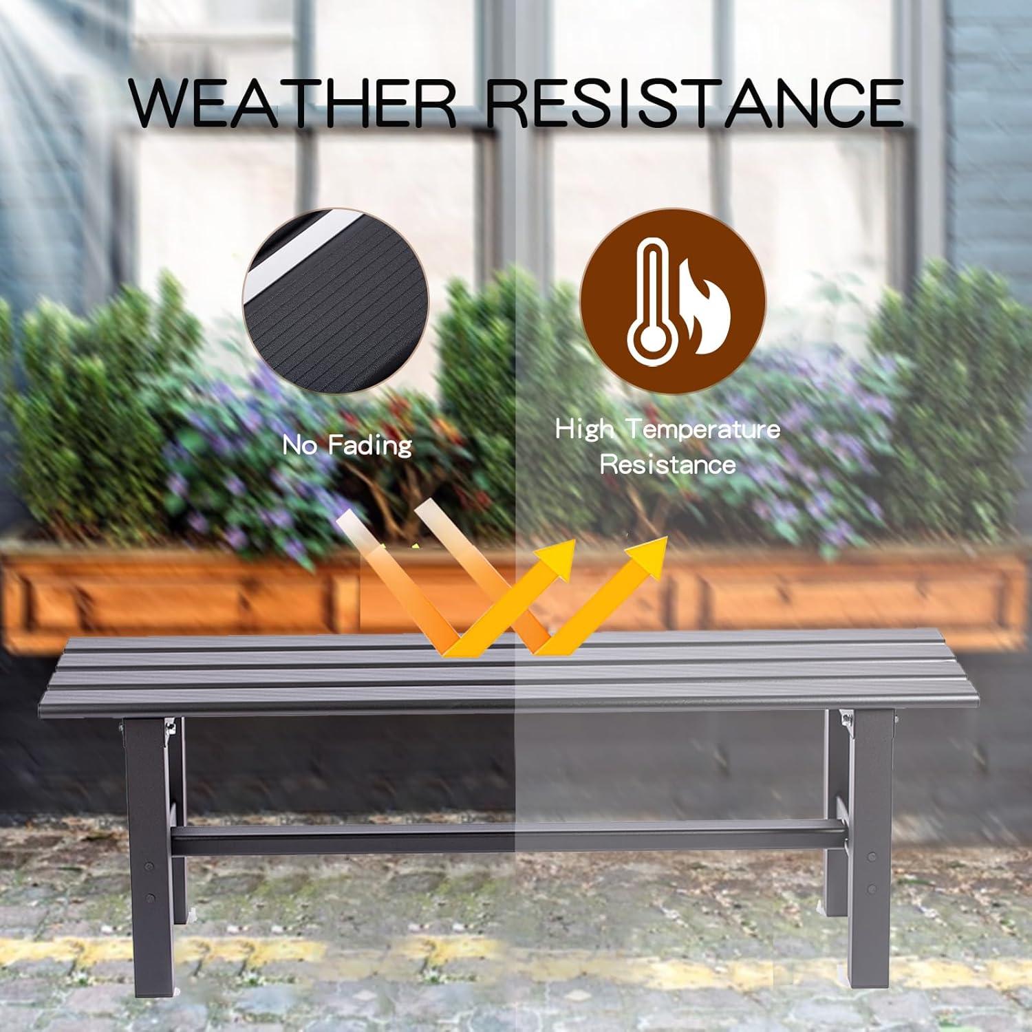 47-Inch Black Aluminum Backless Outdoor Bench