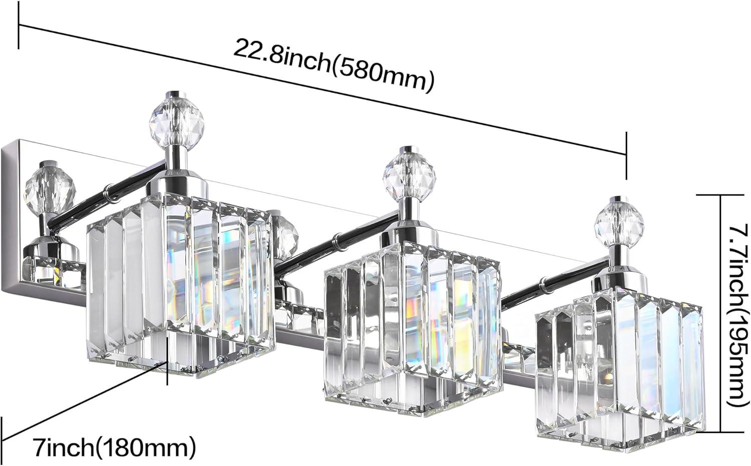 PRESDE Black Crystal Bathroom Lights Fixtures Over Mirror Modern 3 Light Vanity Lighting Bathroom Wall Light Fixtures(Exclude Bulb)