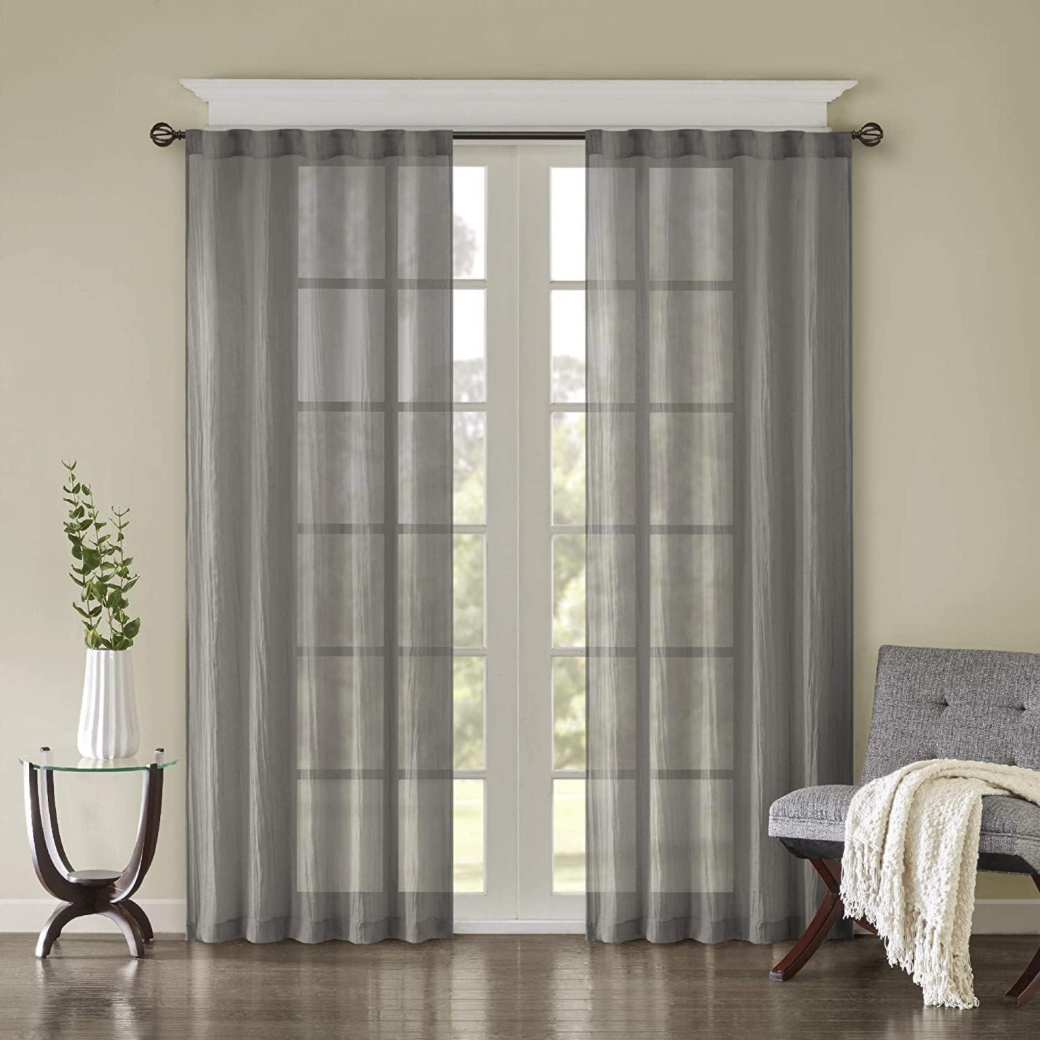 Harper Solid Crushed Curtain Panel Pair