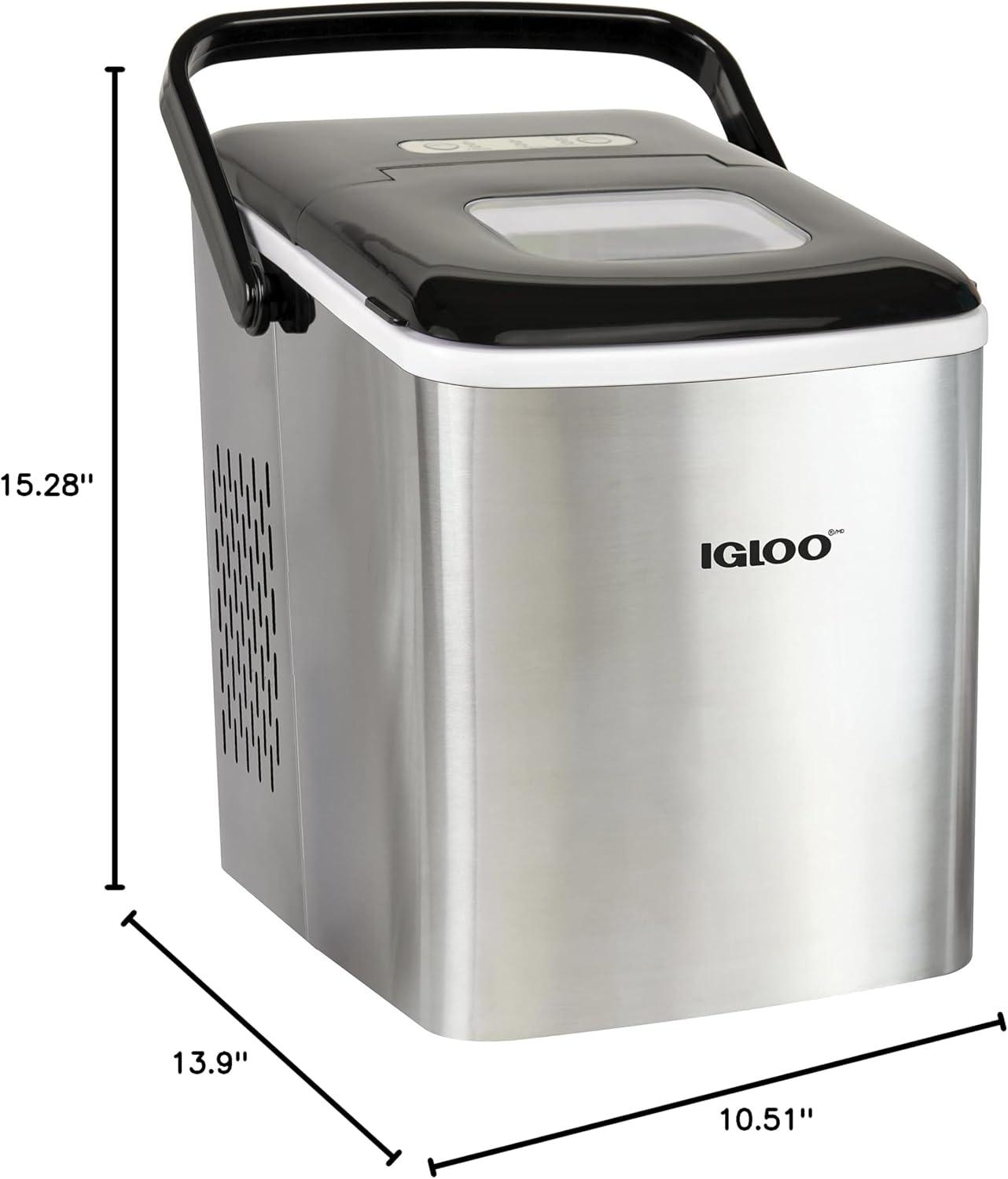 Igloo 26-Pound Automatic Self-Cleaning Portable Countertop Ice Maker Machine With Handle