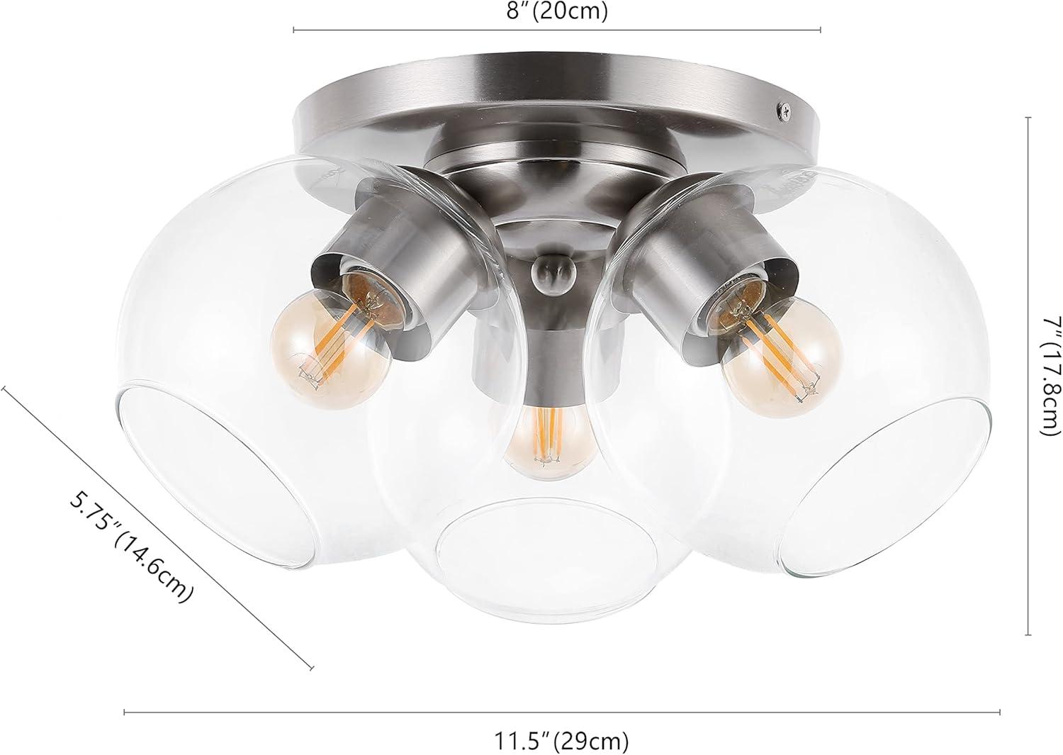 11.5" Clear Glass Nickel LED Flush Mount Ceiling Light