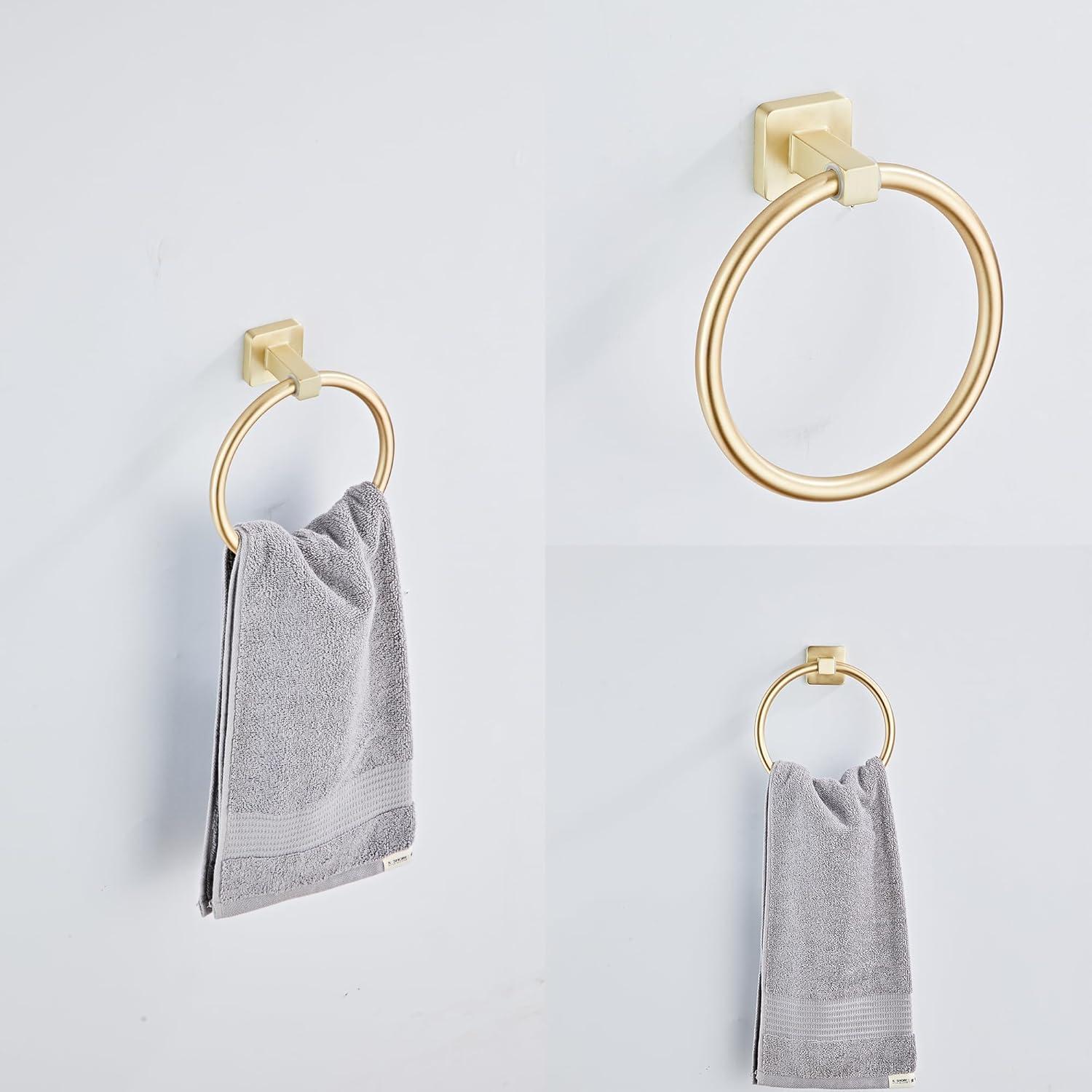 4-Piece Bath Hardware With Towel Bar For Bathroom Wall Towel Hook And Towel Ring Set