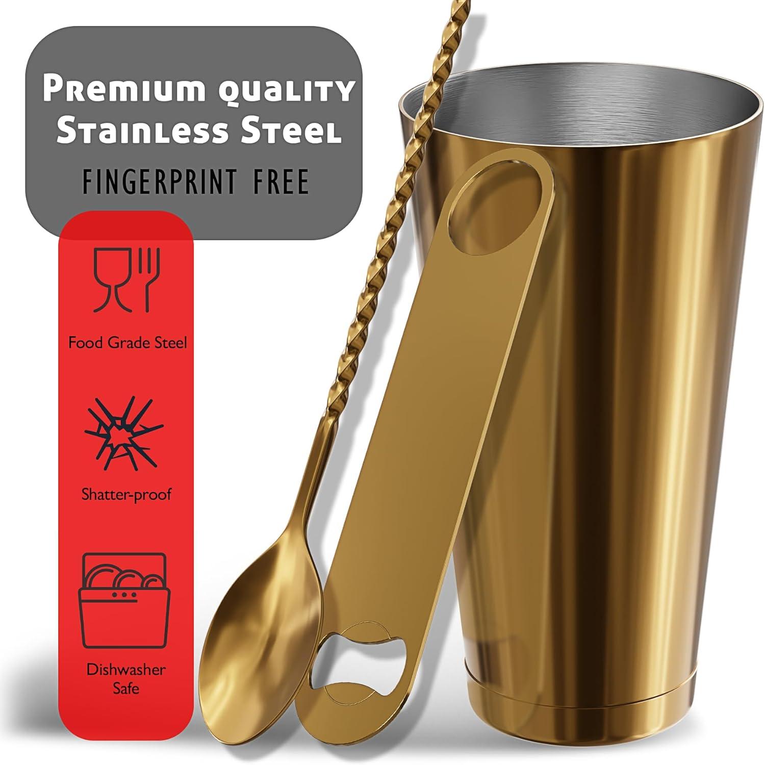 Joytable 16 Piece Stainless Steel Cocktail Shaker Bar Tool Set With Stand