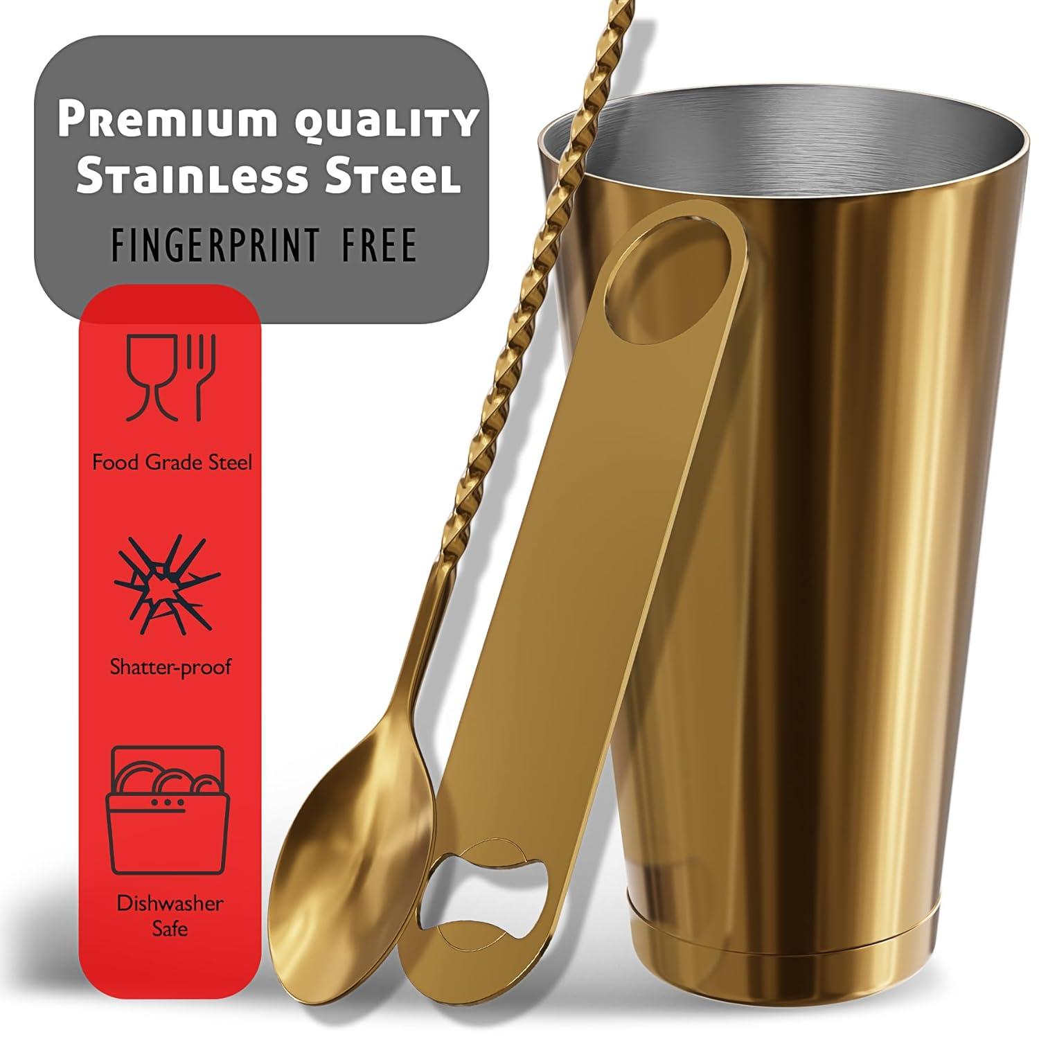 Joytable 16 Piece Stainless Steel Cocktail Shaker Bar Tool Set With Stand