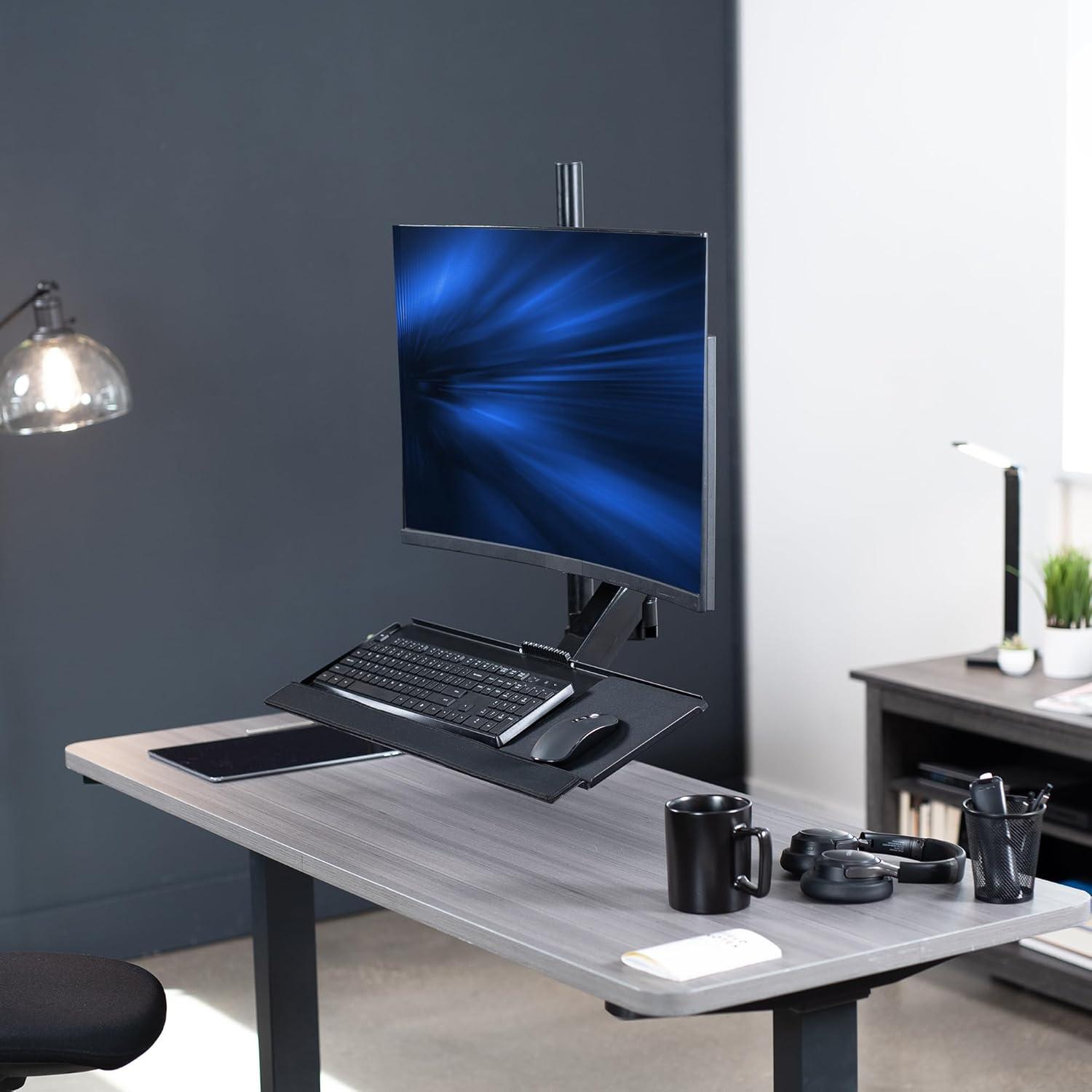 Sit to Stand Single Monitor Desk Mount Workstation