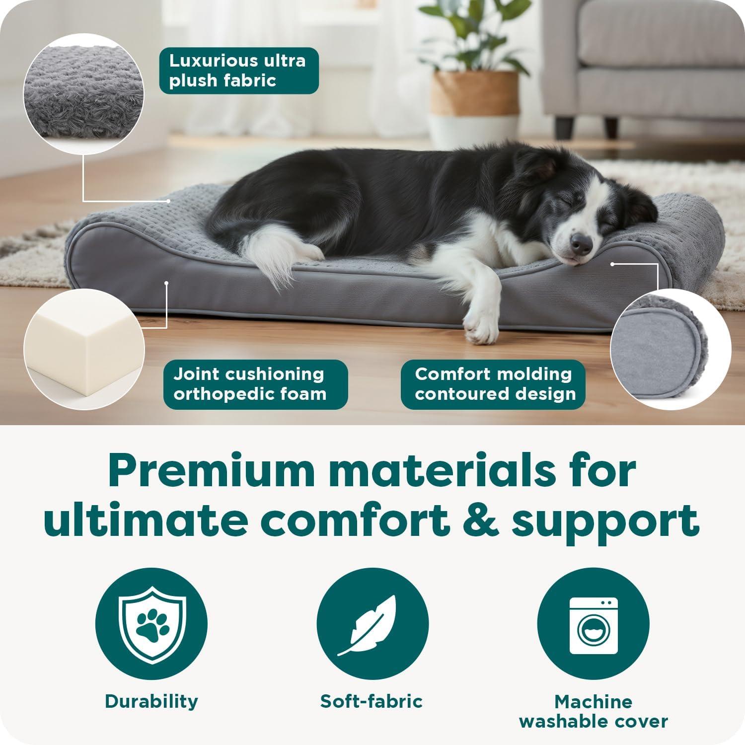 FurHaven Ultra Plush Luxe Lounger Orthopedic Foam Contour Dog Bed