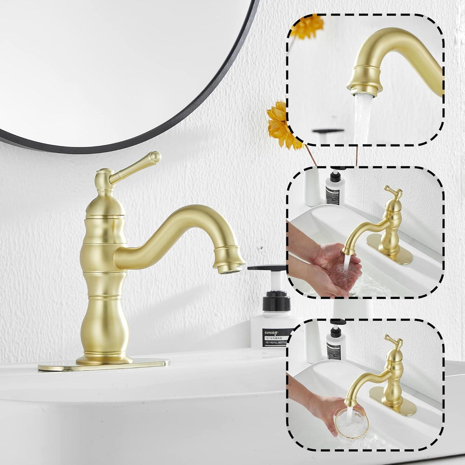 Single-Hole Single-handle Bathroom Faucet with Drain Assembly