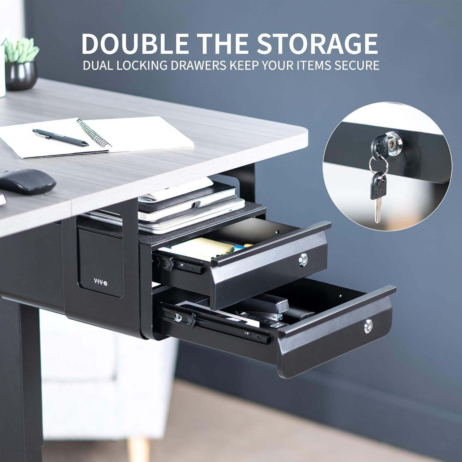 VIVO Black Under Desk Lockable Pull Out Storage Drawers, Workspace Organizer