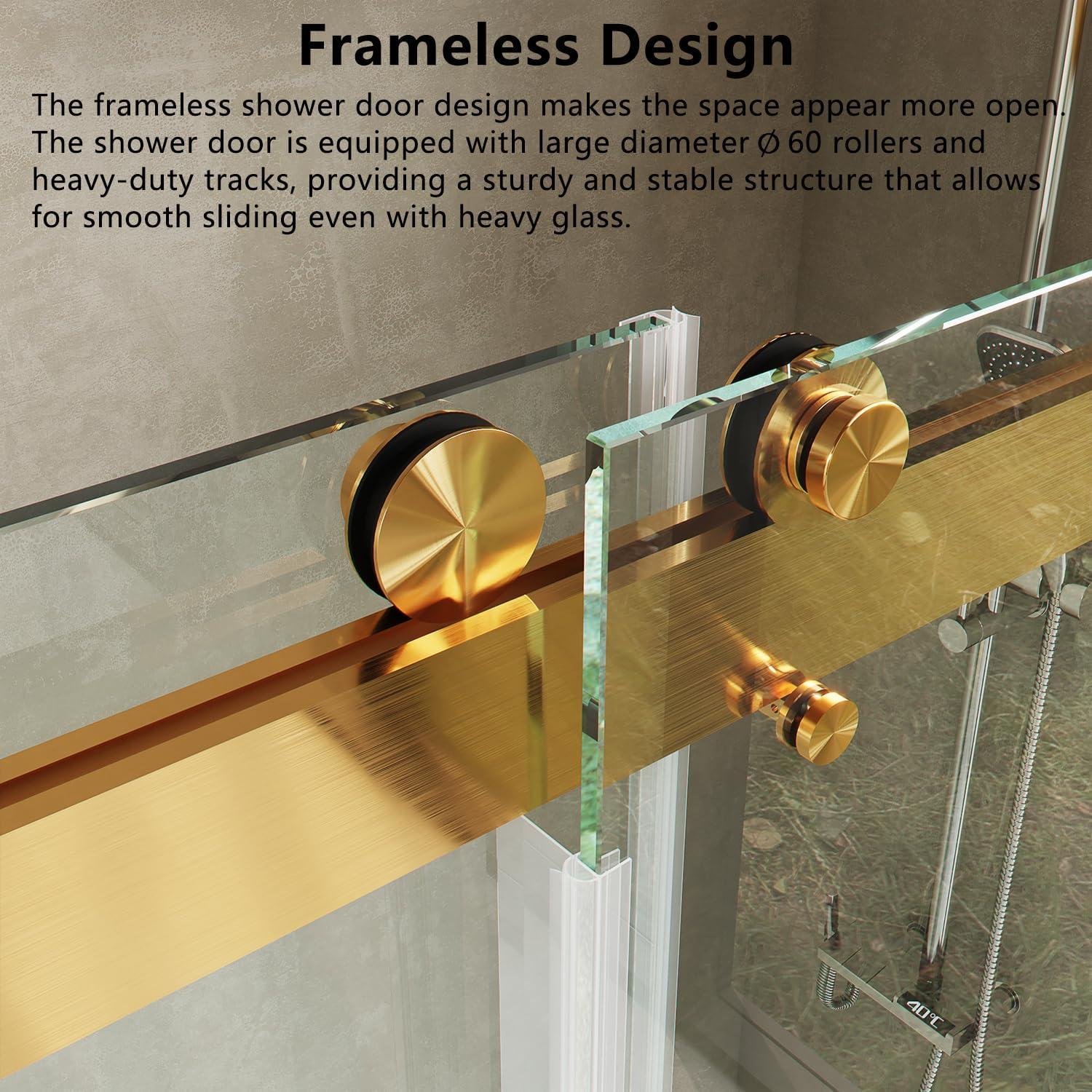 Dimorphos 56-60"W x 76"H Frameless Double Sliding Shower Door with 10mm Tempered Glass Door 11DD161822LL