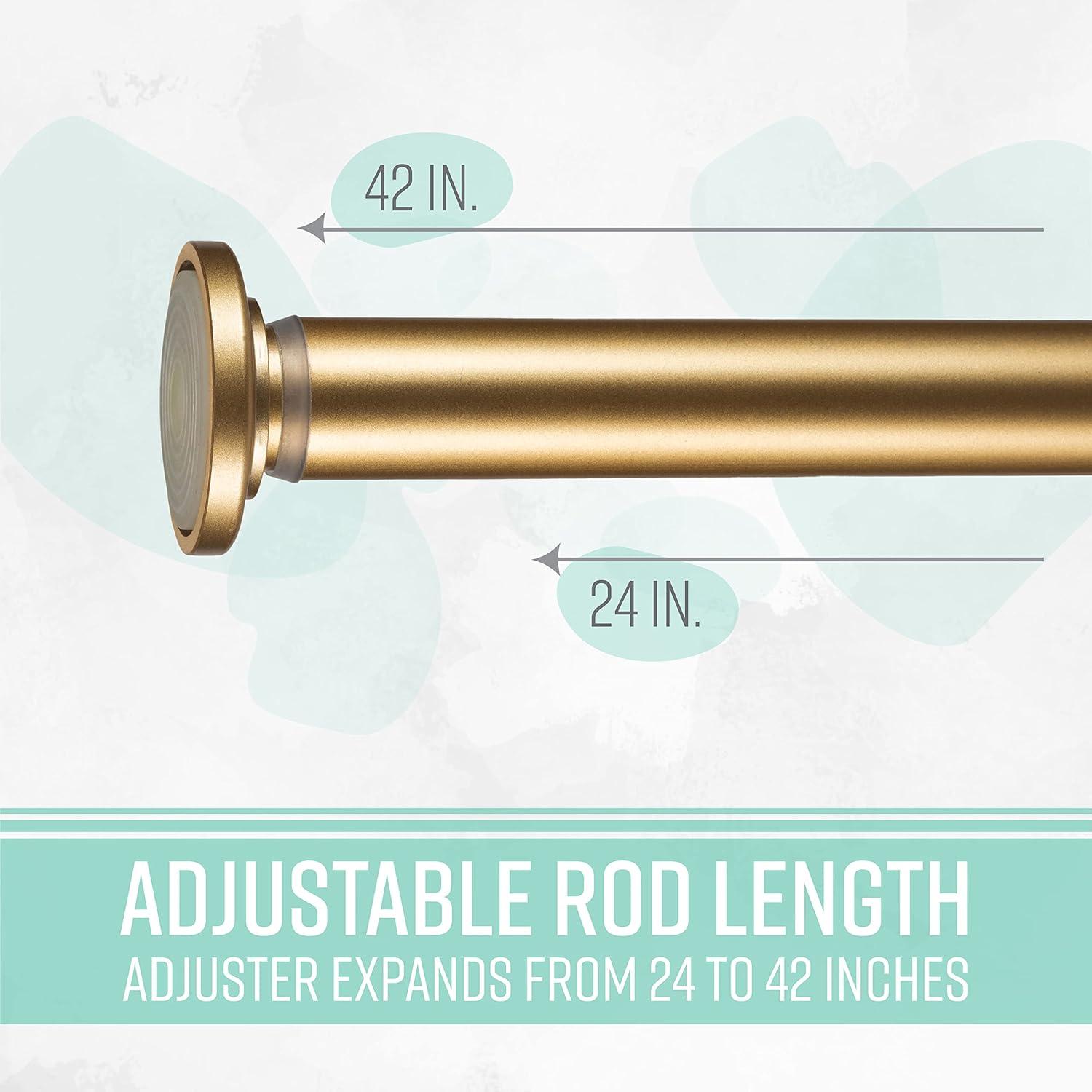 Home Details 24" to 42" Adjustable Straight Shower Curtain Tension Rod, Satin Gold