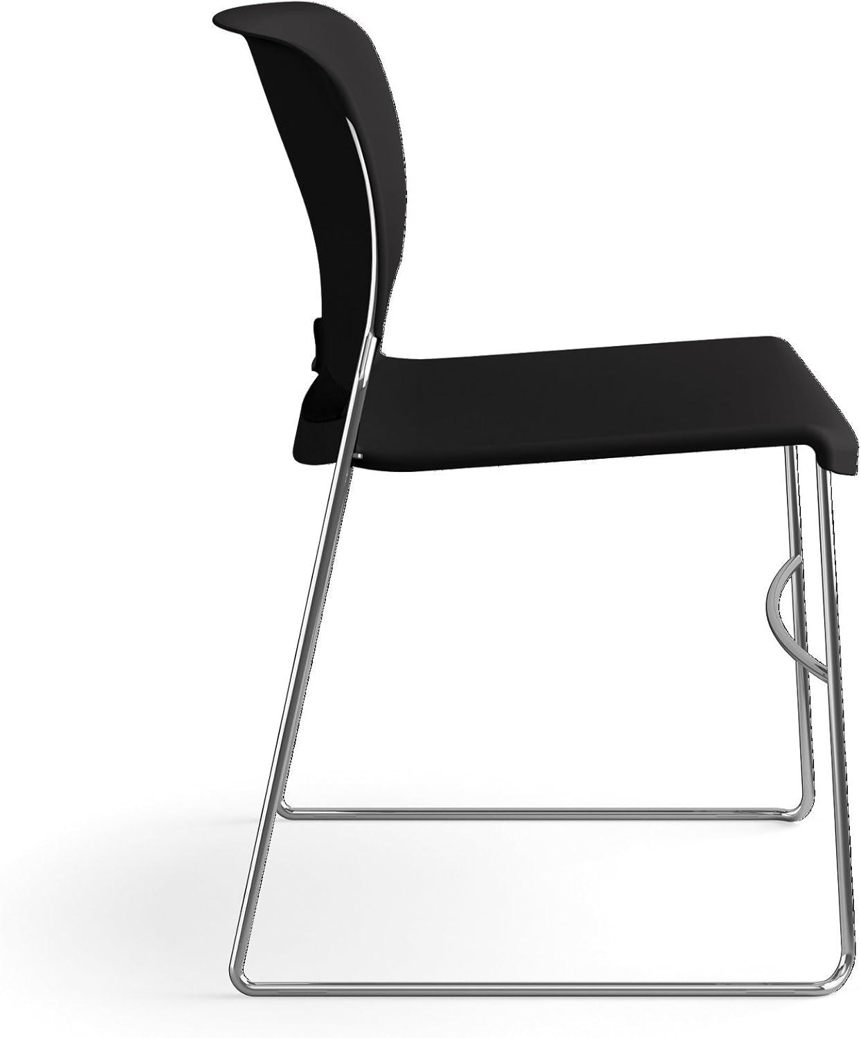 Onyx Armless Metal Stacking Chair with Lumbar Support