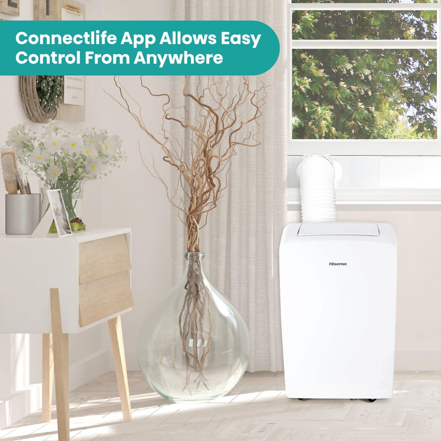 HiSense 8,000 BTU Smart Portable Air Conditioner with Wi-fi and Remote Control for Rooms up to 350 sq. ft.
