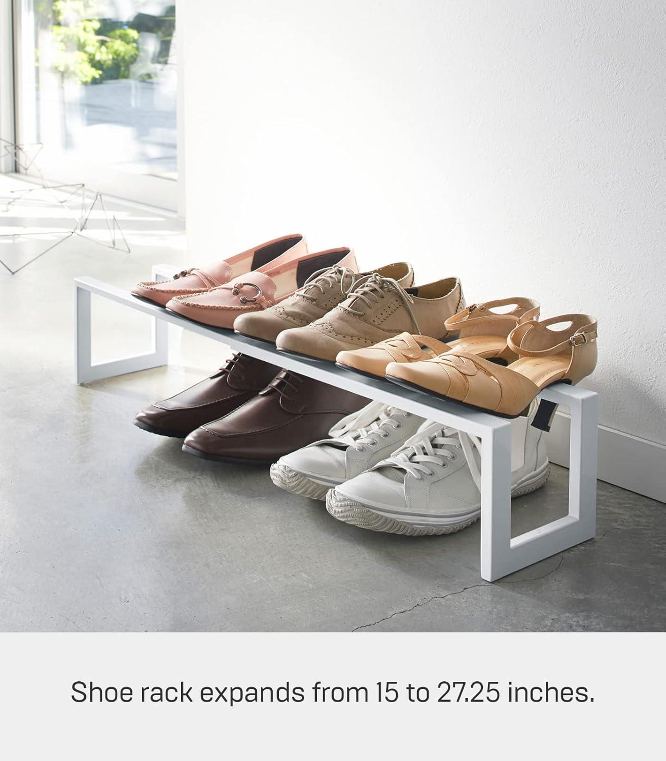Yamazaki Home Adjustable Shoe Rack, Small, Steel,  Holds 4 to 8 shoes, Expandable, Stackable