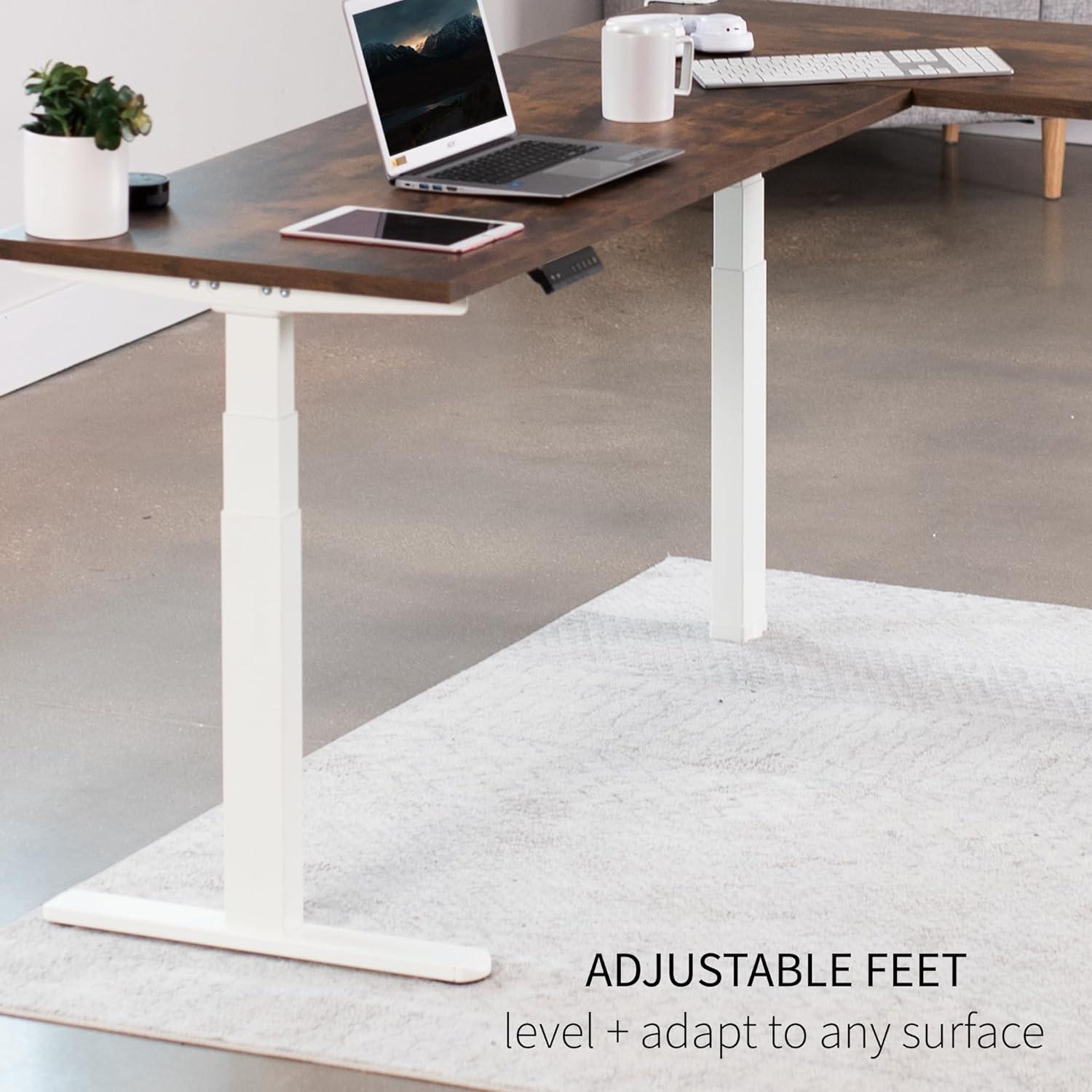 Vivo VIVO White Electric Motor Height Adjustable Corner 3 Leg Standing Desk Frame (Frame Only)