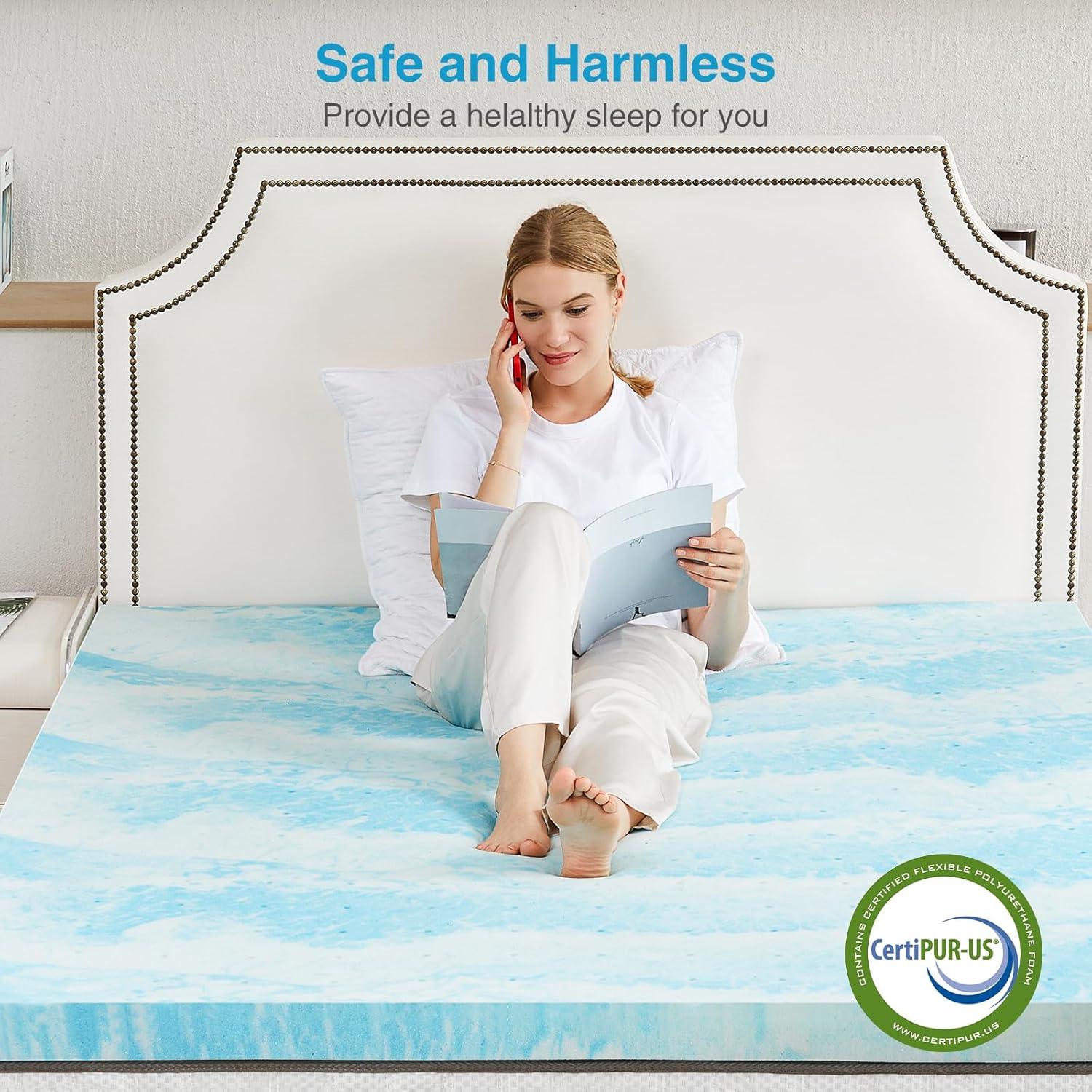 Mattress Topper, Twin XL Cooling Memory Foam Bed Toppers, 2 Inch Soft Mattress Pads for Sleeper Sofa, RV, Camper, CertiPUR-US Certified