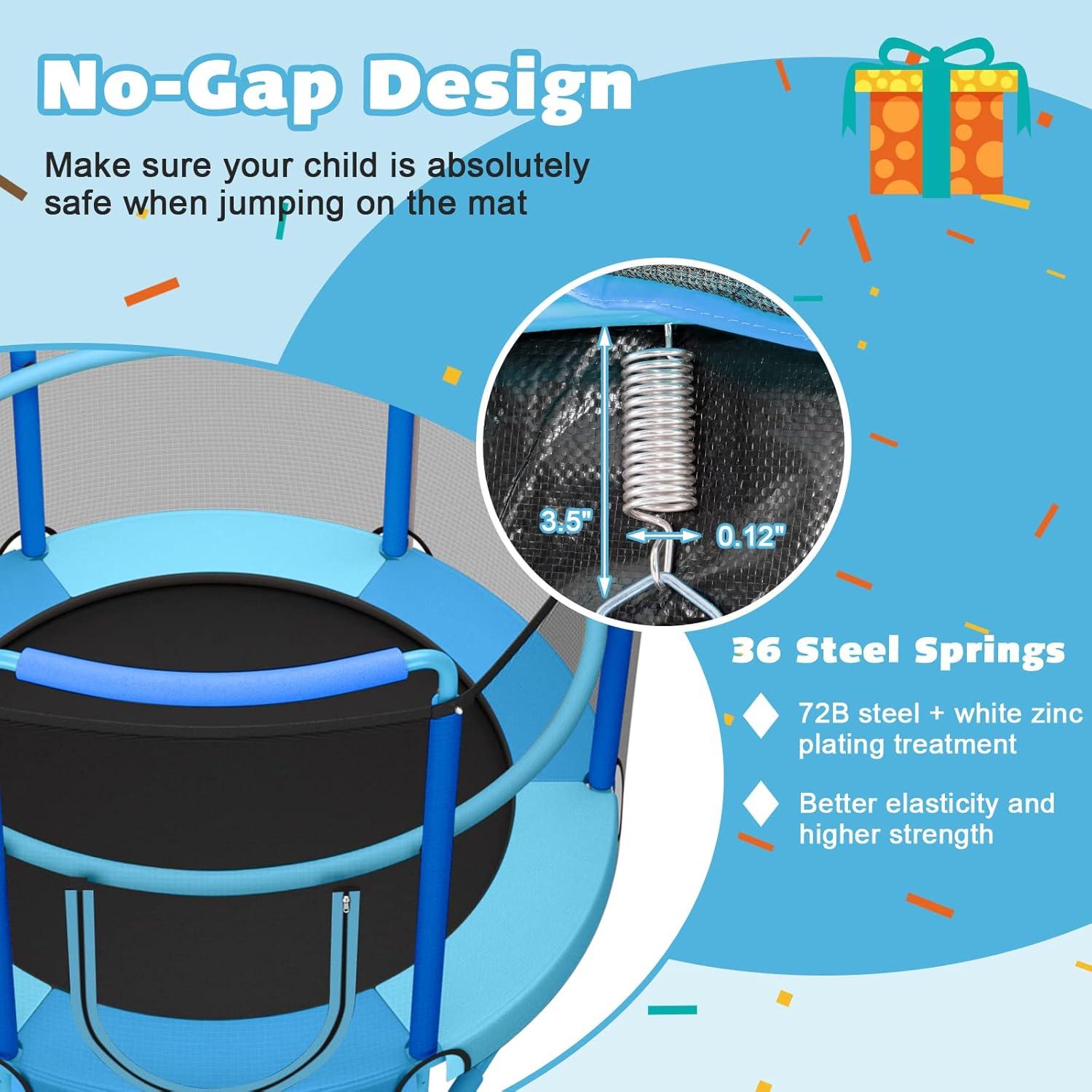 Gymax 5FT Kids 3-in-1 Game Seamless Trampoline W/ Enclosure Net Spring Pad In/ Outdoor