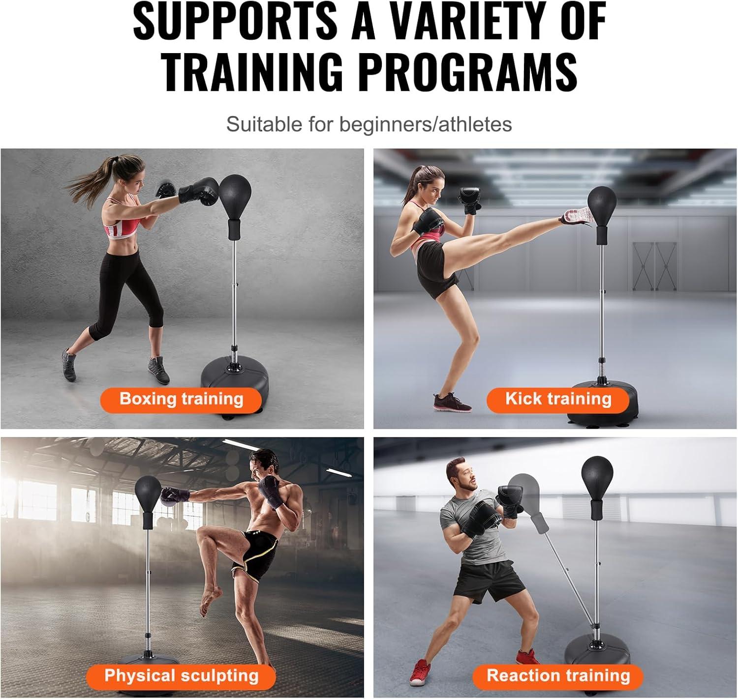 Adjustable Black PVC Leather Reflex Boxing Bag with Suction Cup Base