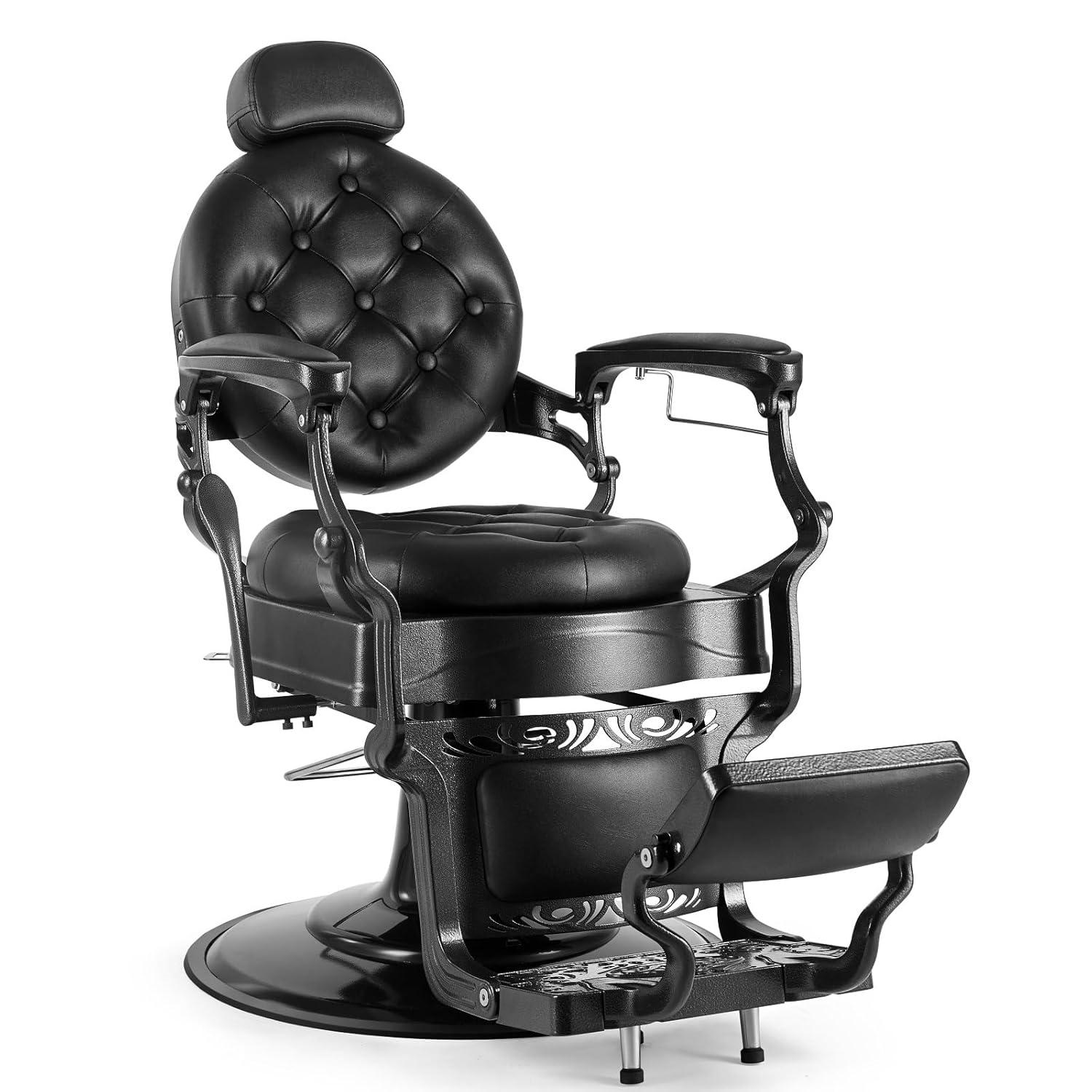 OmySalon Vintage Barber Chair All Purpose Heavy Duty, Hydraulic Recline Salon Beauty Styling Chair Retro, 360 Degree Swivel for Hair Stylist Tattoo