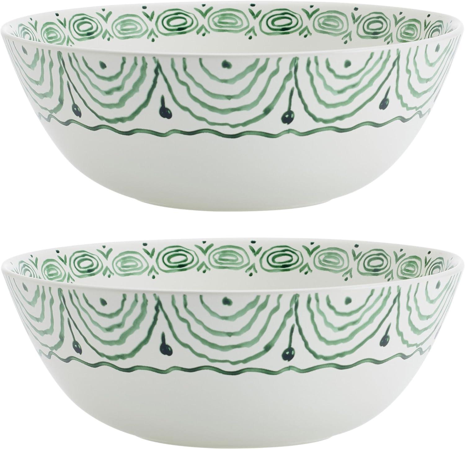 Fitz And Floyd Green Sicily Serve Bowl/Salt & Pepper Set