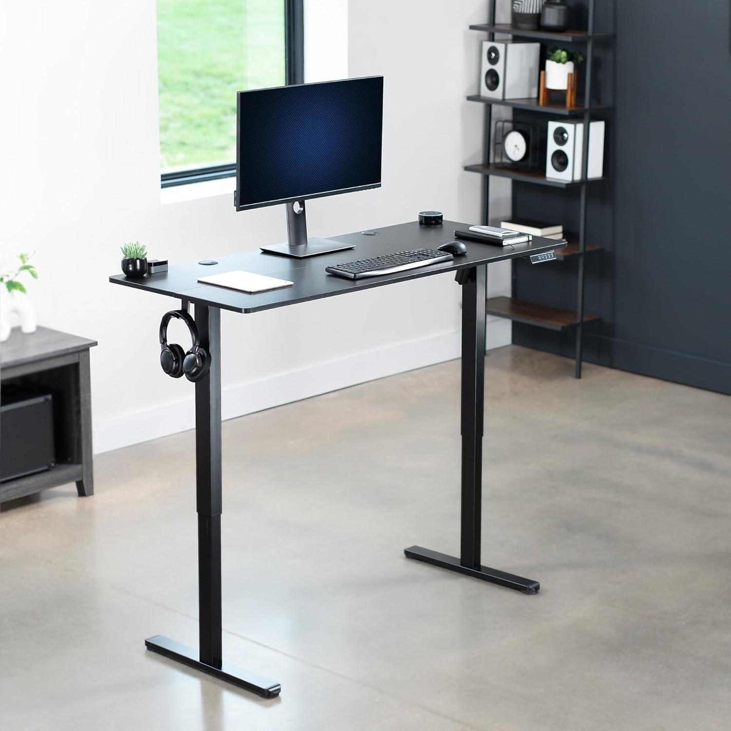 VIVO Black 55" x 24" Electric Sit Stand Desk, Height Adjustable Workstation