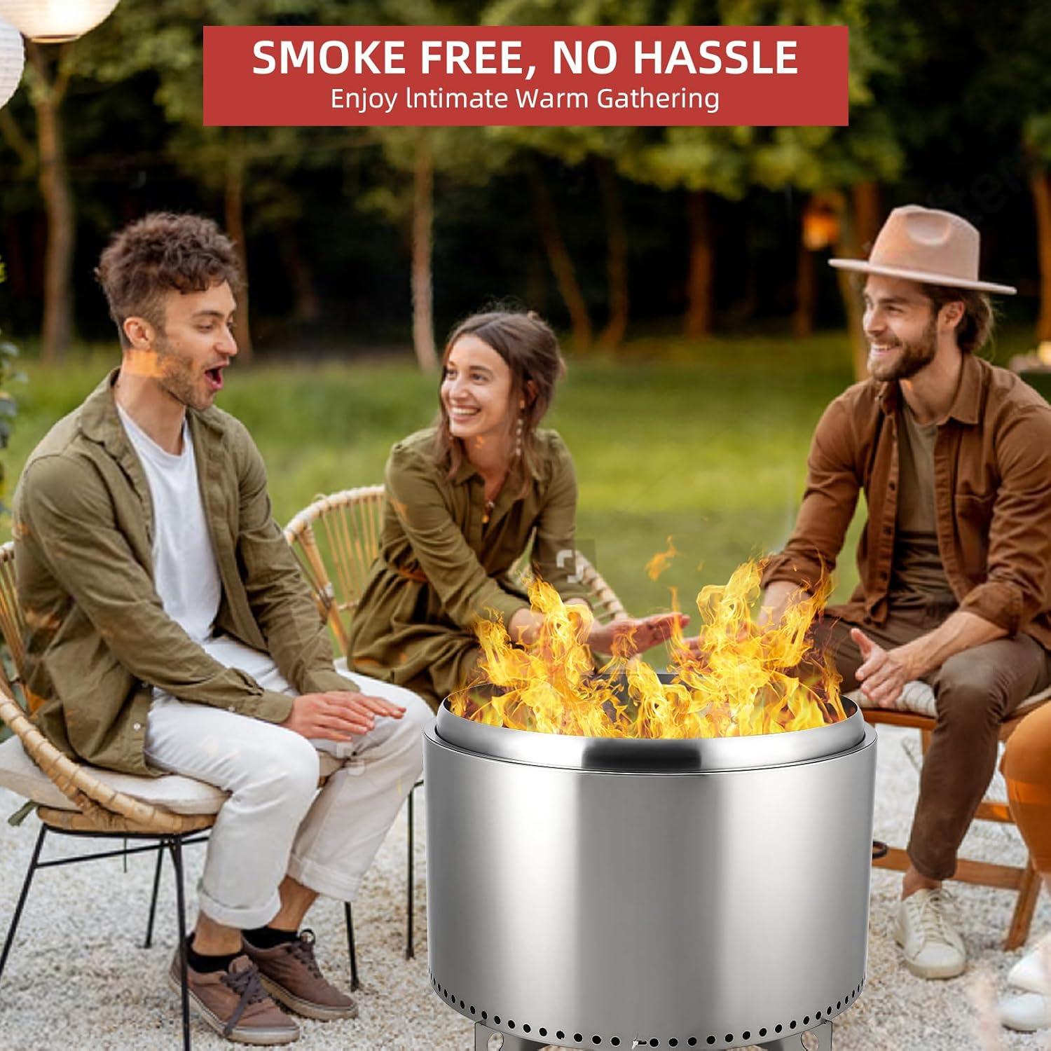 27 Inch Stainless Steel Portable Smokeless Fire Pit