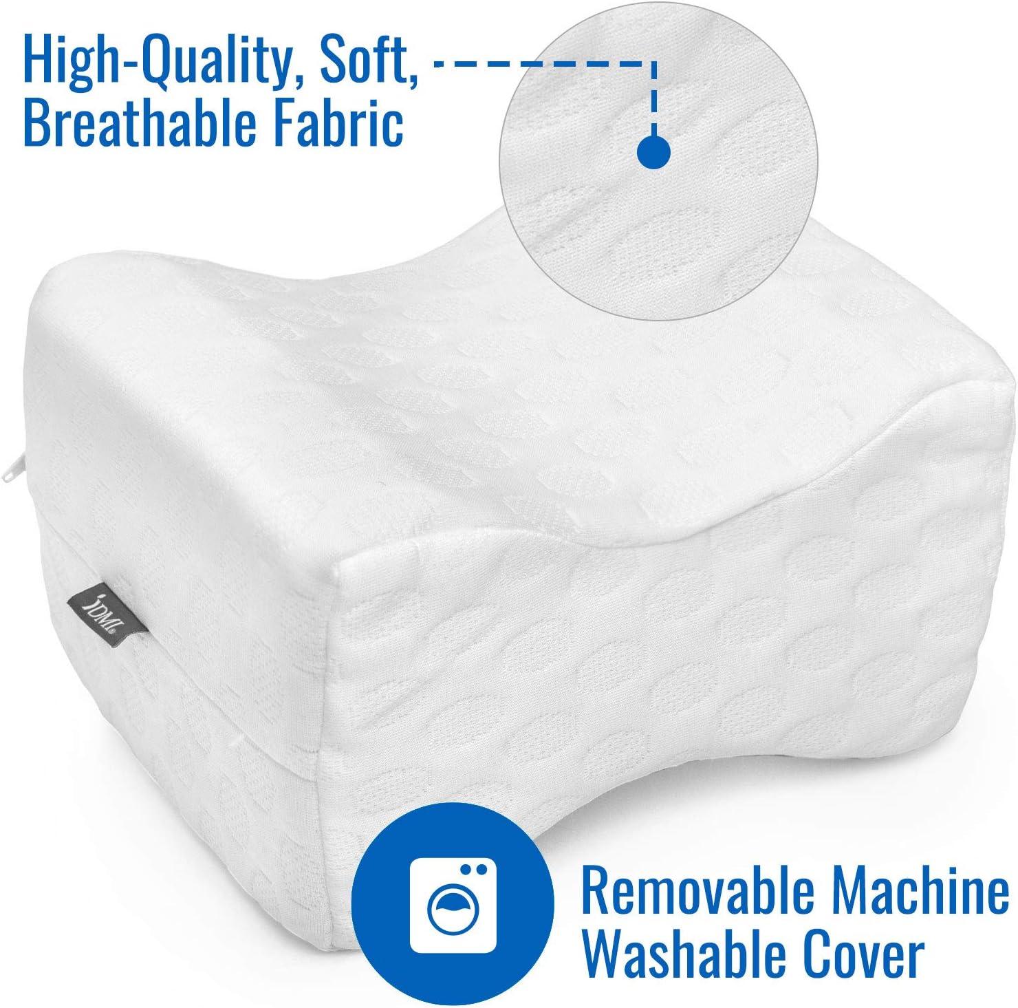 DMI Contoured Memory Foam Knee Wedge Pillow for Sleeping, Sciatica Pain Relief, Hip & Back Pain, Leg Pillow for Side Sleepers, Bed Positioner, White