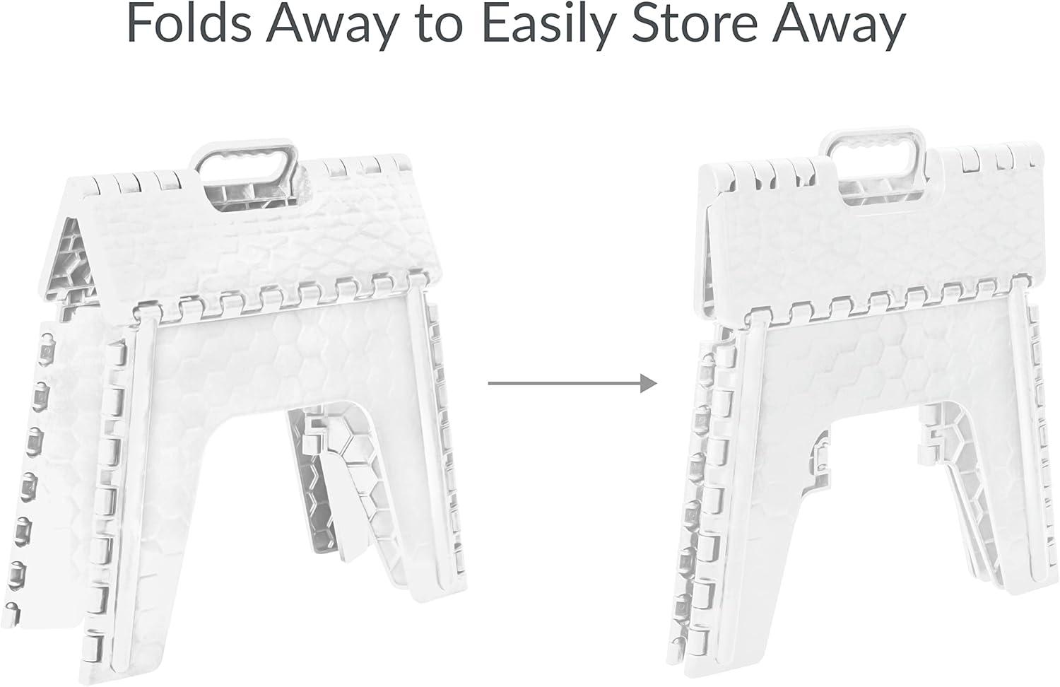 Simplify 12" Plastic Folding Single Step Stool in White