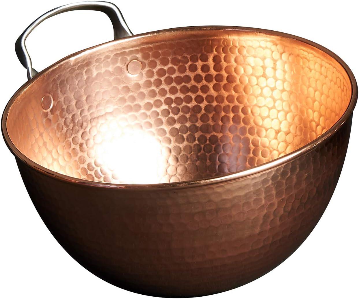 Hand-Hammered Copper Mixing Bowl with Stainless Steel Handle, 10-inch