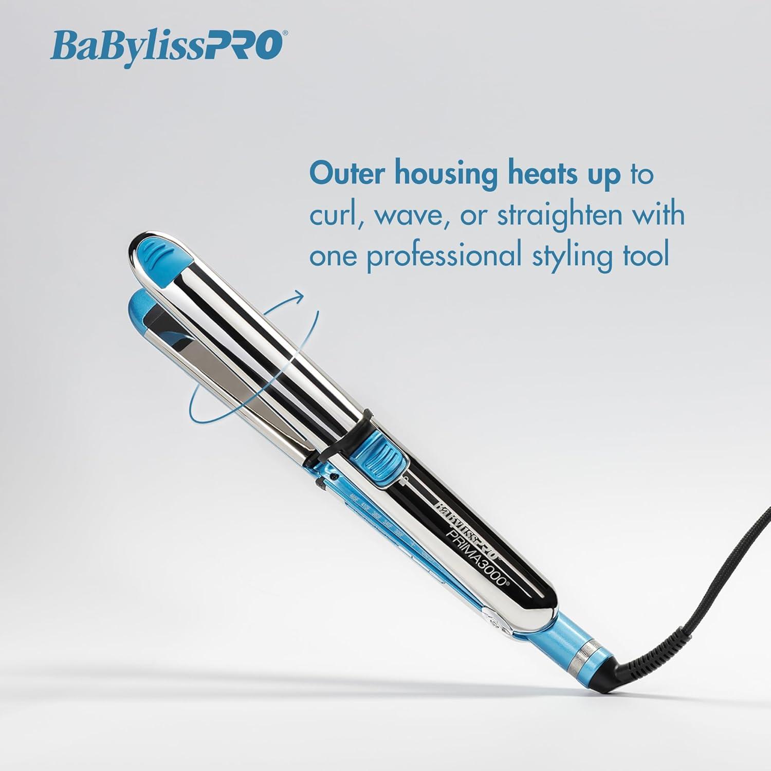 BaBylissPRO Nano Titanium Prima3000 Ionic Straightening Flat Iron - Blue - 1.25"