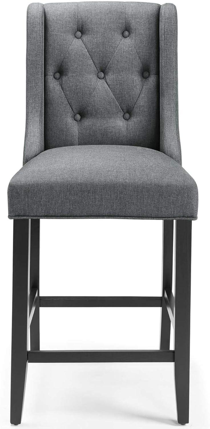 Luxurious Gray Tufted Button Upholstered Fabric Counter Stool