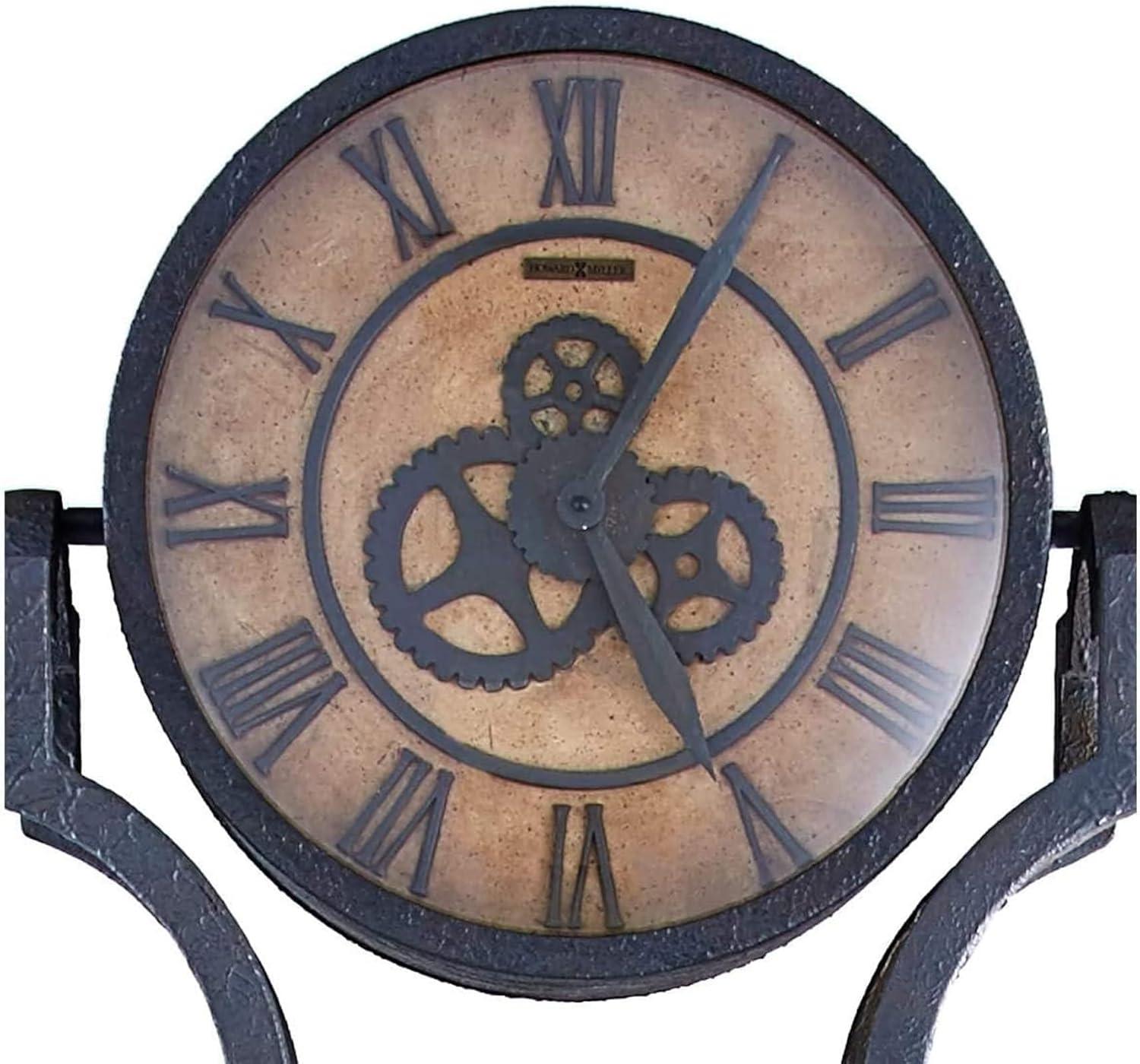 Gray Iron and Wood Hourglass Floor Clock with Quartz Movement