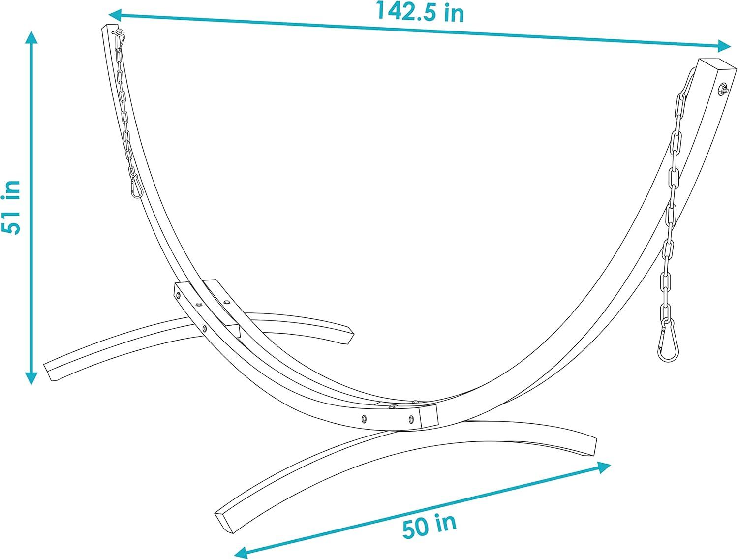 12 ft Curved Larch Wood Hammock Stand with Chains