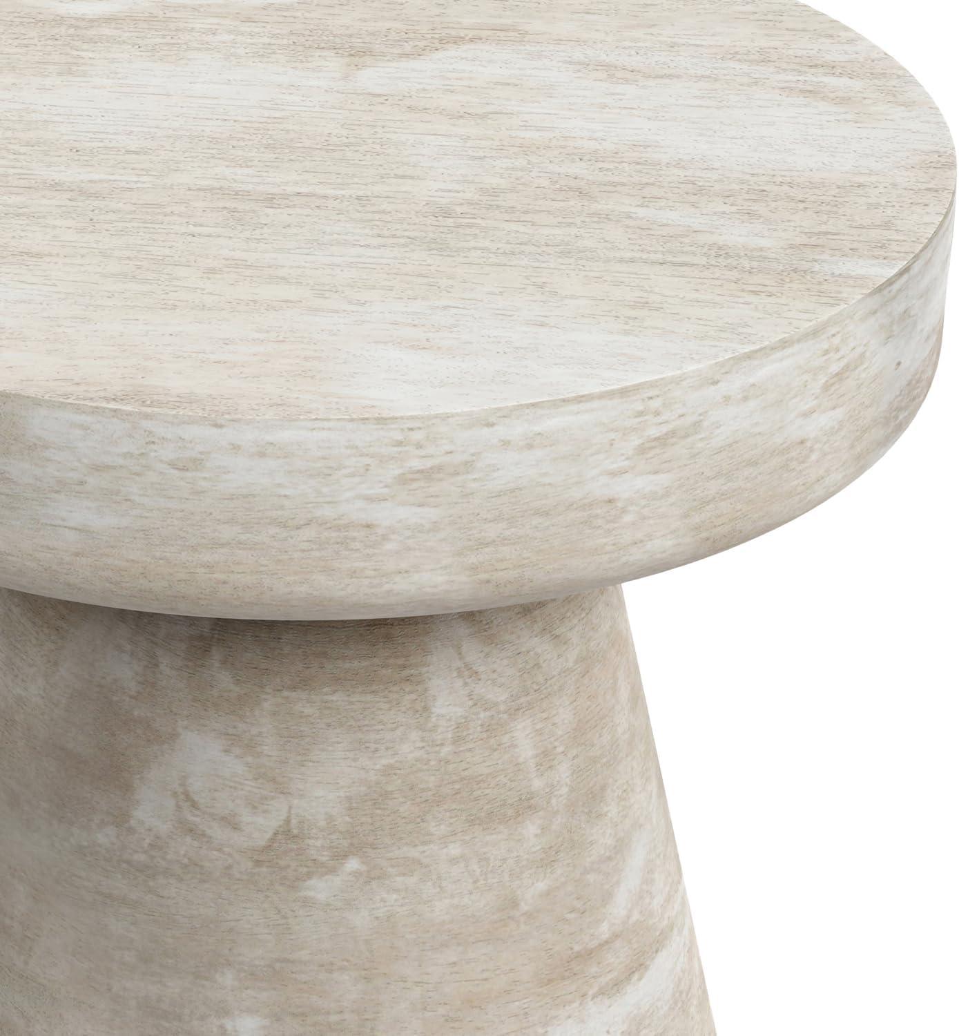 Simpli Home Robbie 16"W Solid Mango Wood Round Accent Table with Sculptural Design