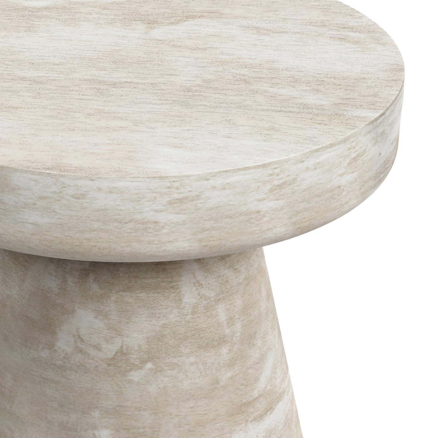 Simpli Home Robbie 16"W Solid Mango Wood Round Accent Table with Sculptural Design